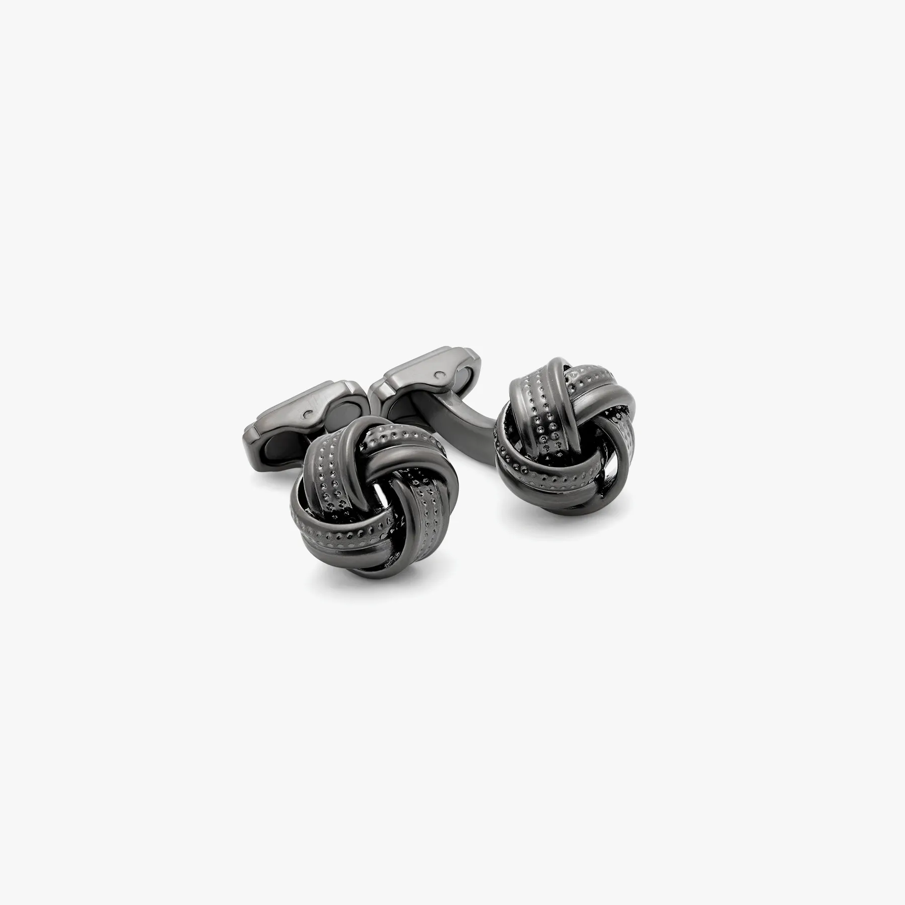 THOMPSON Satin Dot Knot cufflinks In Gunmetal Plated sold by Tateossian