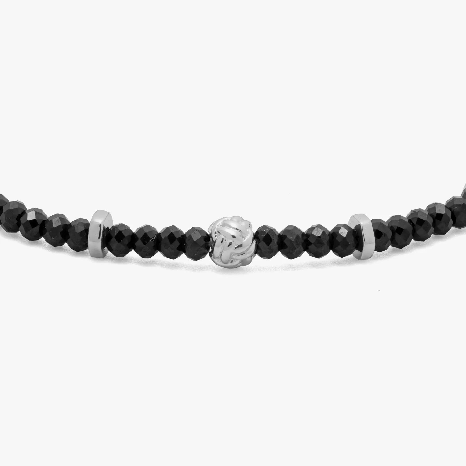 Nodo Precious Beaded Bracelet In Rhodium Plated Silver With Black Spinel (22.82cts) sold by Tateossian product image thumbnail 3