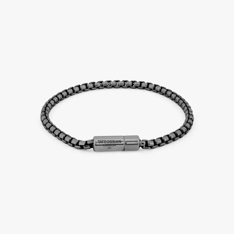 Pop Sleek Box Chain Bracelet In Black Ruthenium Plated Silver sold by Tateossian