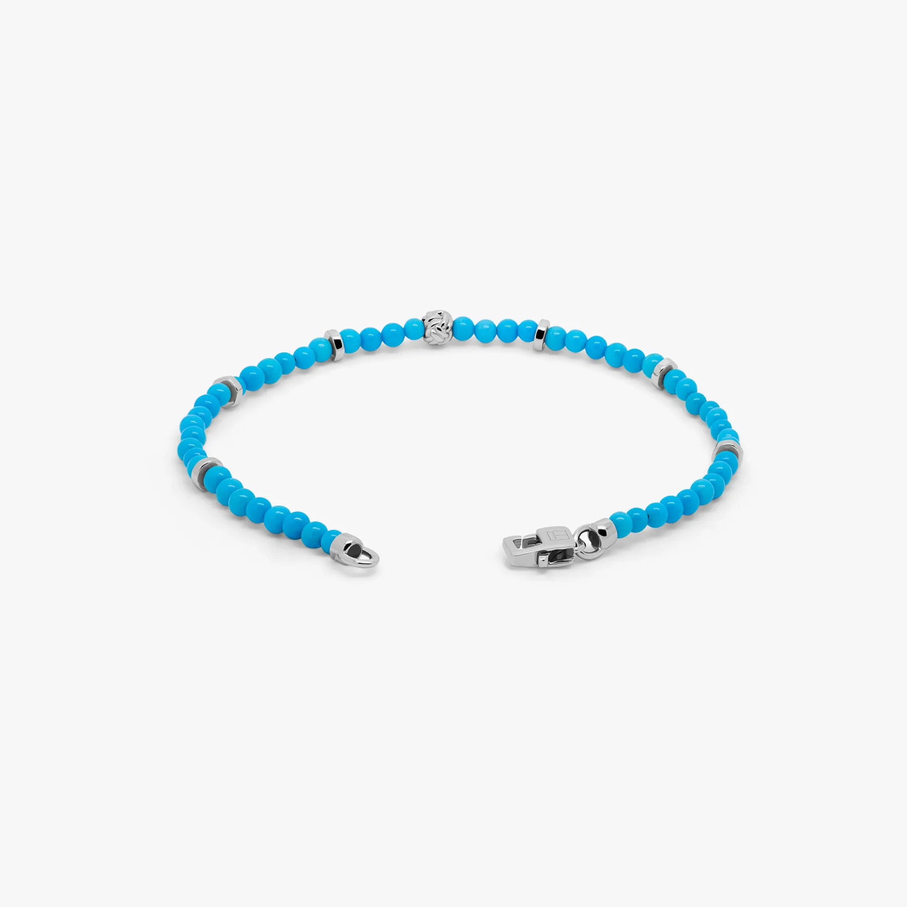 Nodo Beaded Bracelet In Rhodium Plated Silver With Sleeping Beauty Turquoise sold by Tateossian product image thumbnail 3