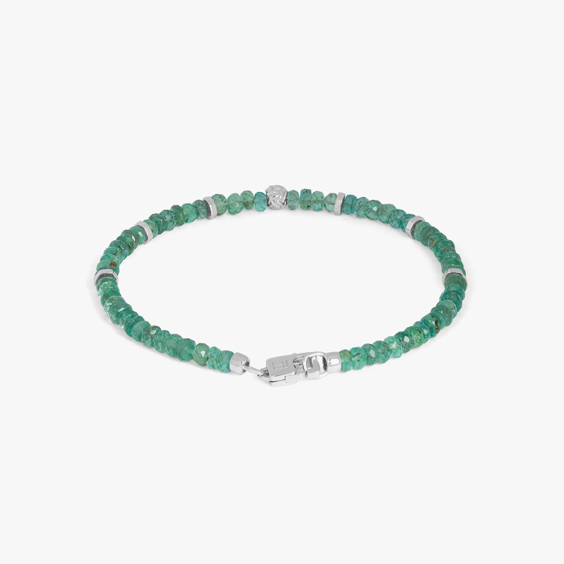 Nodo Beaded Bracelet In Rhodium Plated Silver With Green Emerald sold by Tateossian product image thumbnail 3