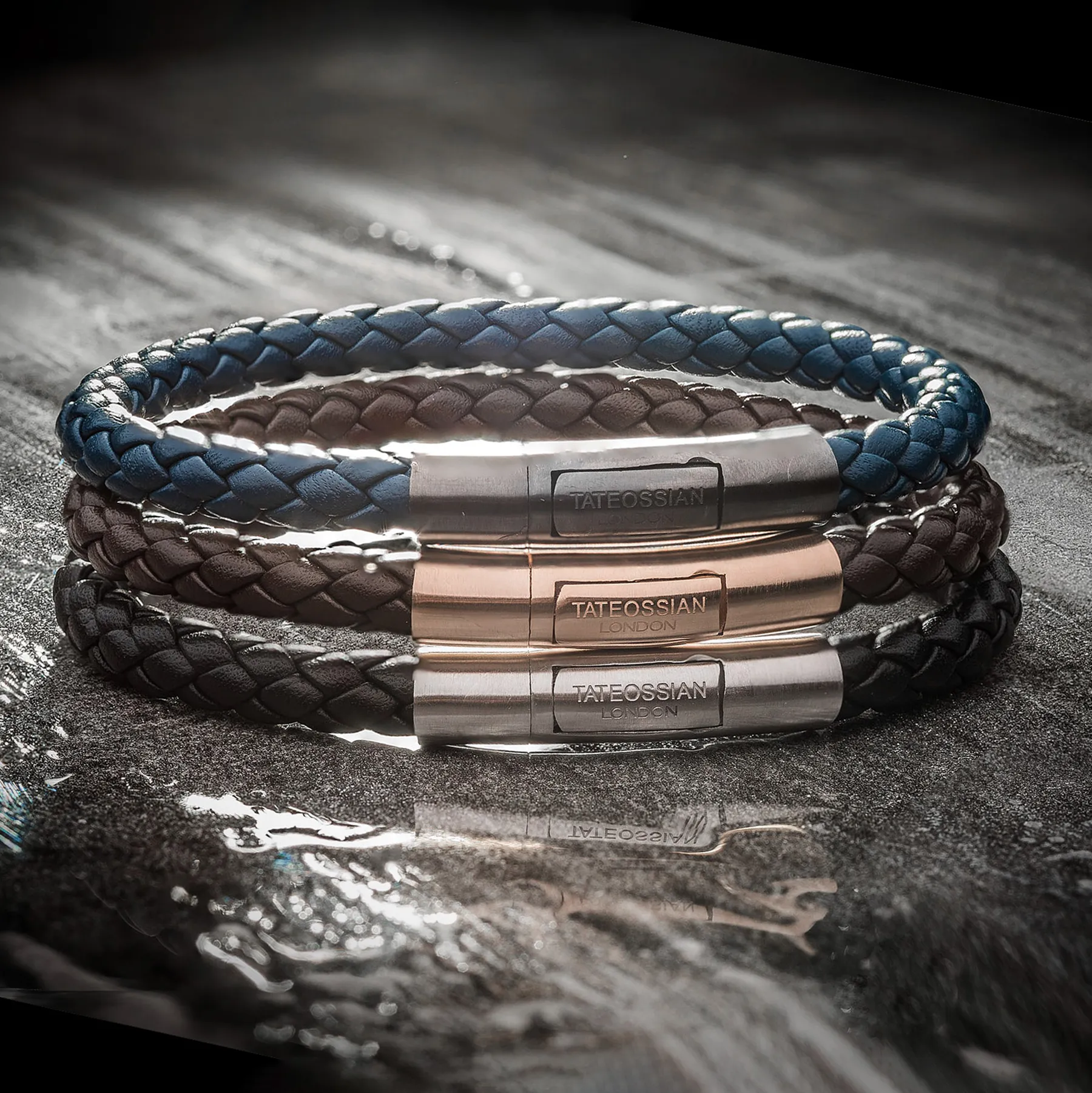 Charles Leather Bracelet In Navy sold by Tateossian product image thumbnail 4