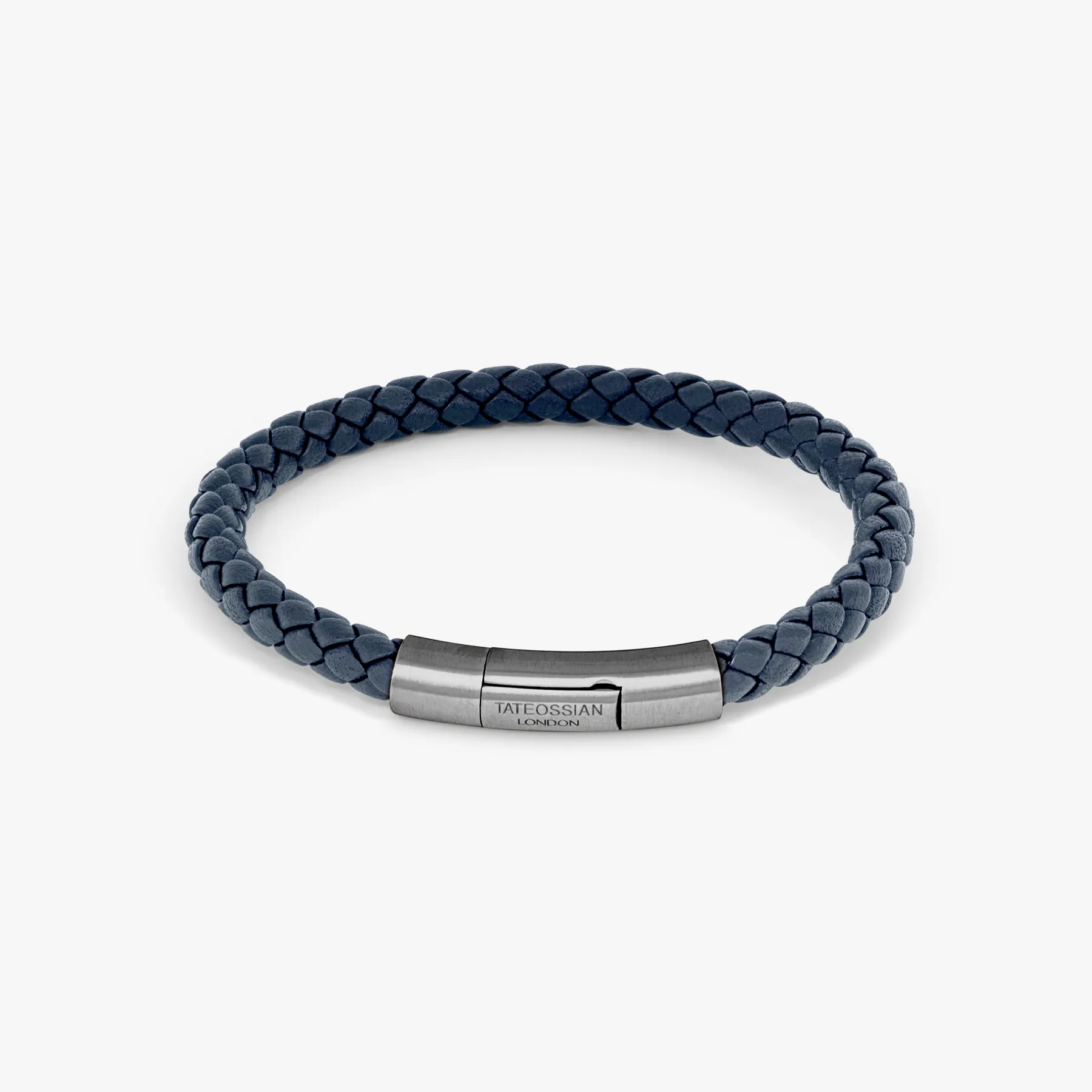 Charles Leather Bracelet In Navy sold by Tateossian