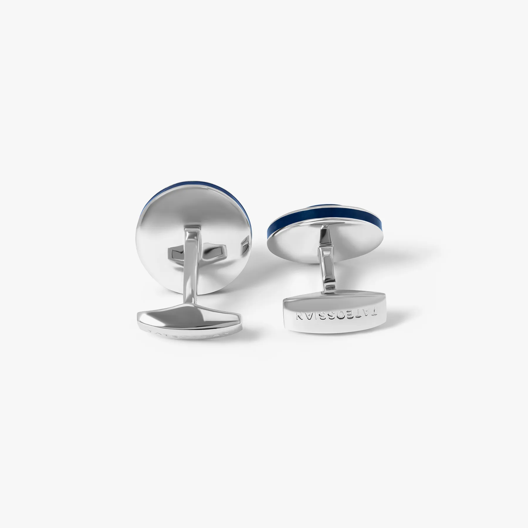 Signature Round Cufflinks in Rhodium Plated Silver with Sodalite sold by Tateossian product image thumbnail 2