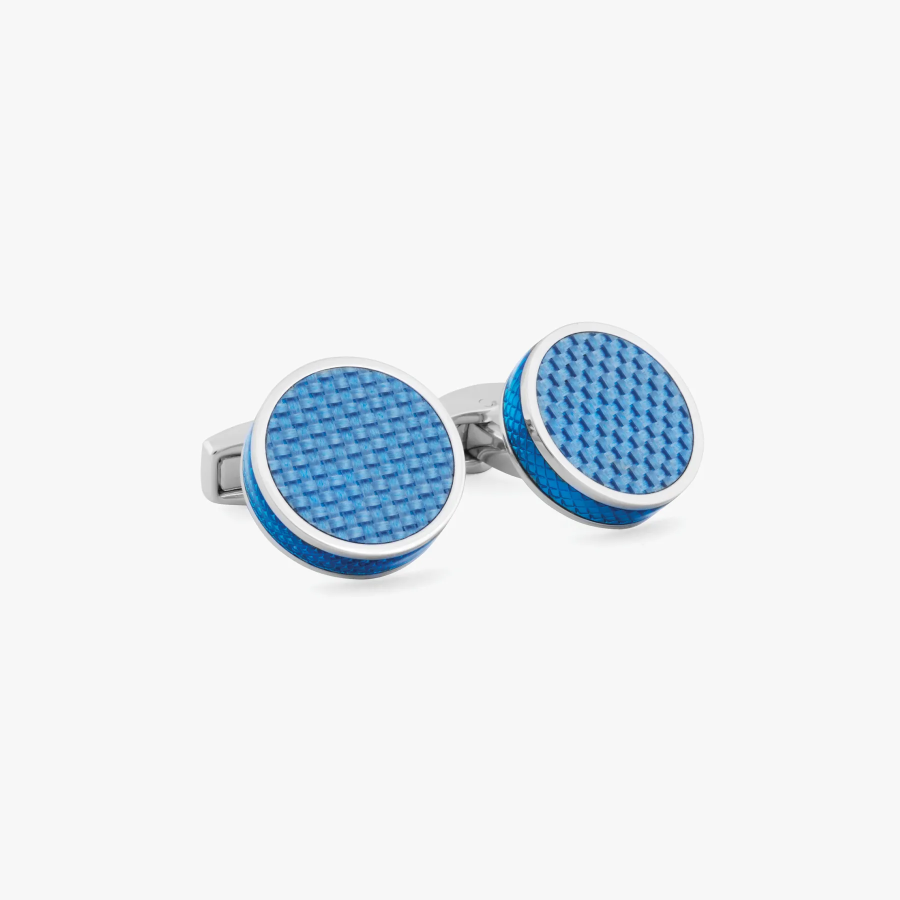 Geometric Cufflinks in Palladium Plated with Blue Enamel sold by Tateossian