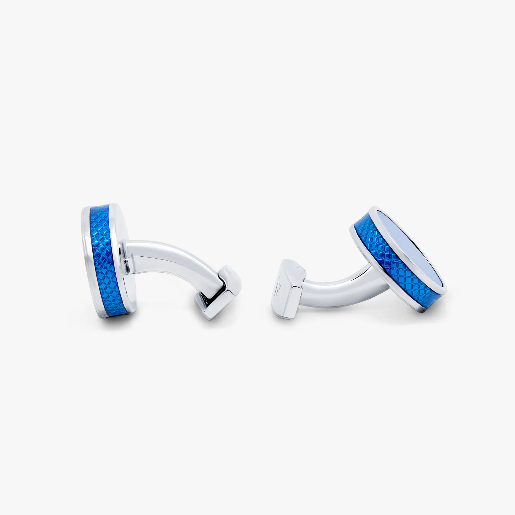 Geometric Cufflinks in Palladium Plated with Blue Enamel sold by Tateossian product image thumbnail 2