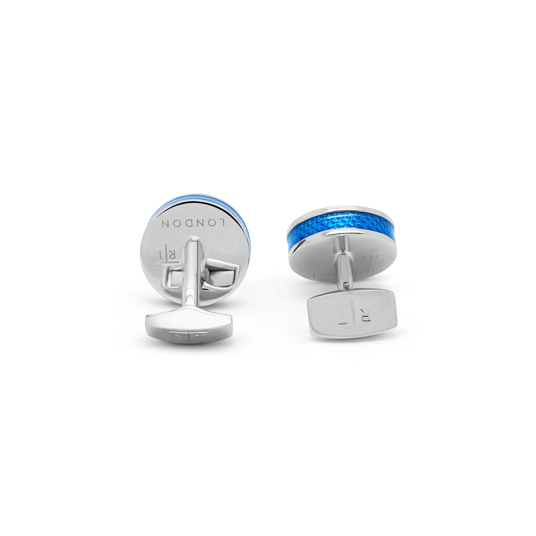 Geometric Cufflinks in Palladium Plated with Blue Enamel sold by Tateossian product image thumbnail 3