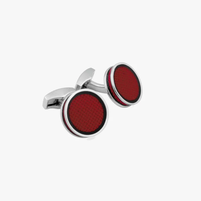Palladium Plated Tablet Ice Cufflinks With Red Enamel sold by Tateossian