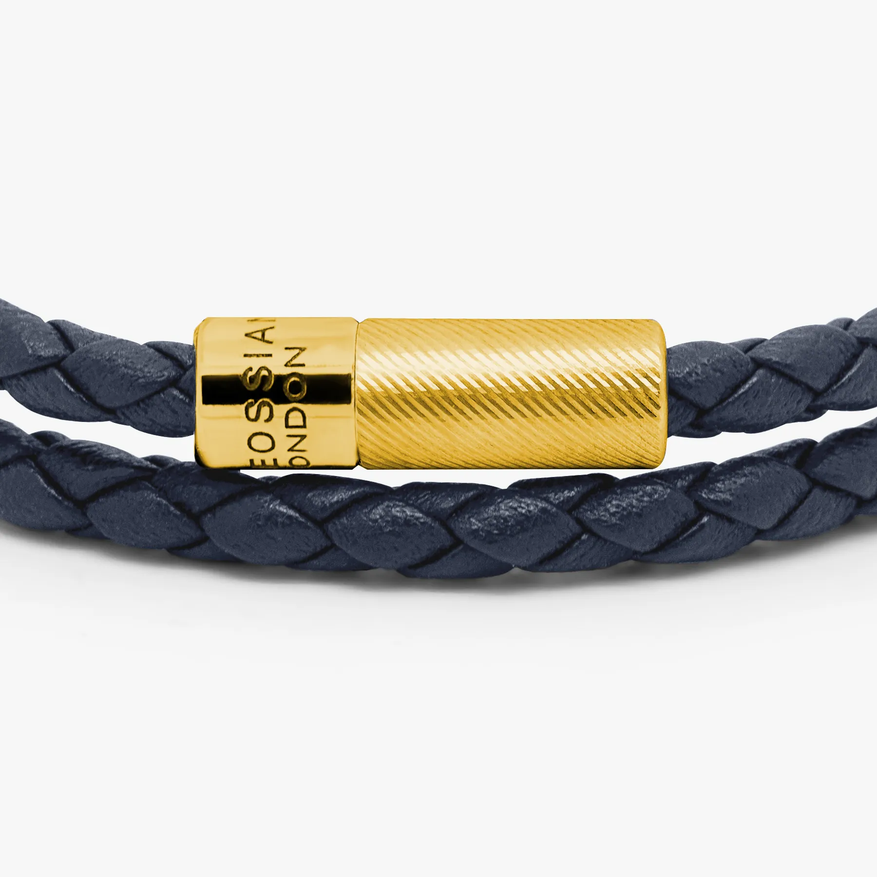 Pop Rigato Double Wrap Leather Bracelet In Navy With 18K Yellow Gold Plated sold by Tateossian product image thumbnail 4