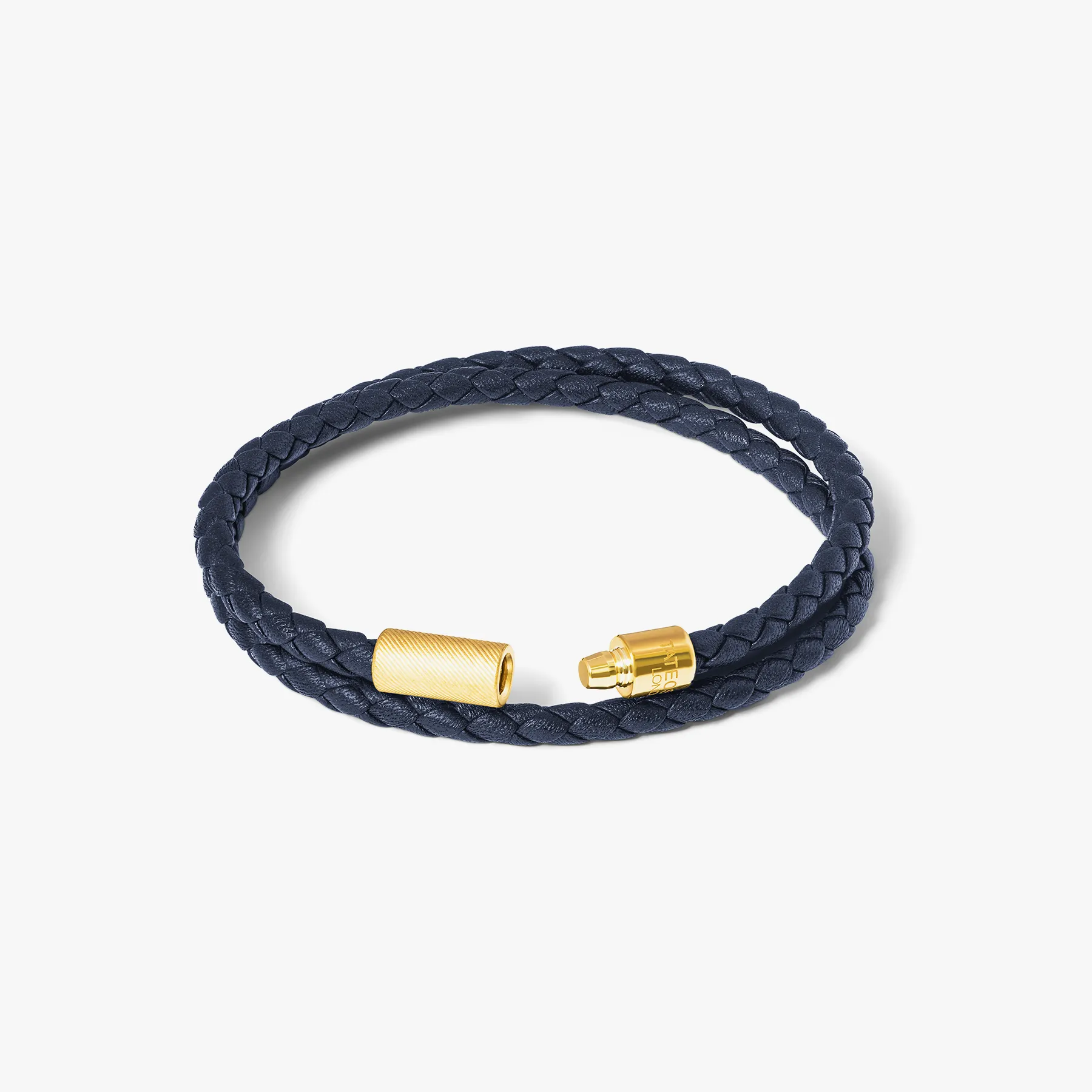 Pop Rigato Double Wrap Leather Bracelet In Navy With 18K Yellow Gold Plated sold by Tateossian product image thumbnail 5
