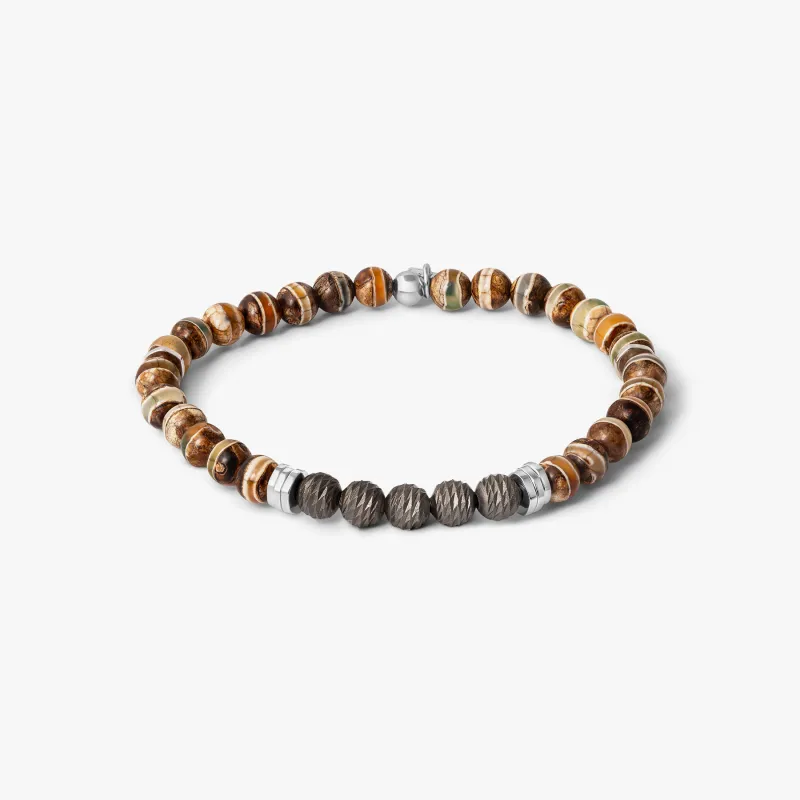 Stonehenge Graffiato Bracelet With Brown And Green Agate sold by Tateossian