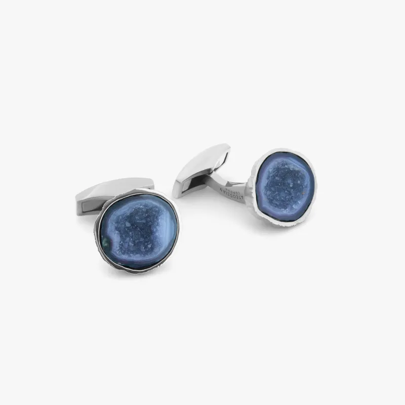 Geode Cufflinks In Black Rhodium Plated Silver sold by Tateossian