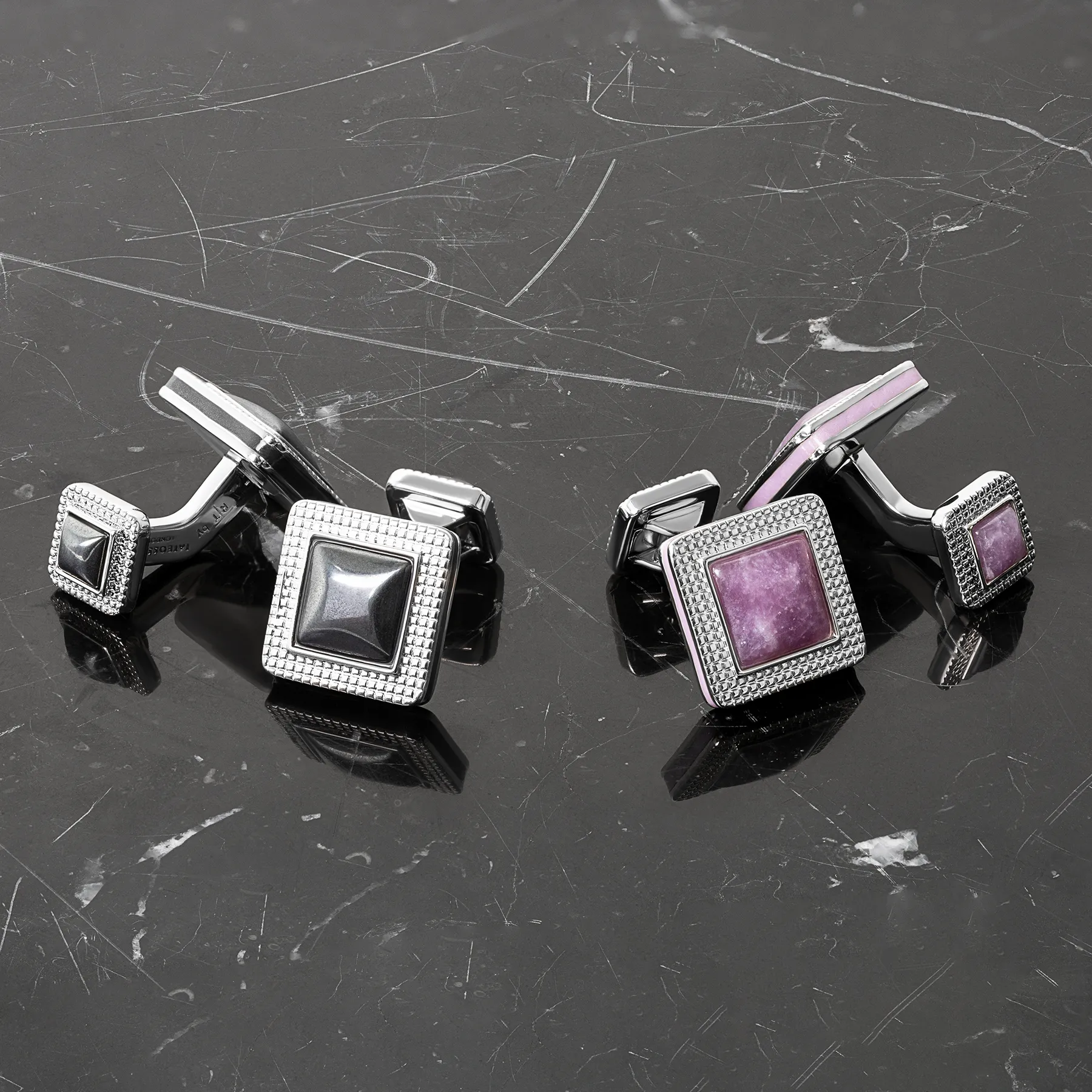 Duo Cabachon Cufflinks With Purple Jade sold by Tateossian product image thumbnail 4