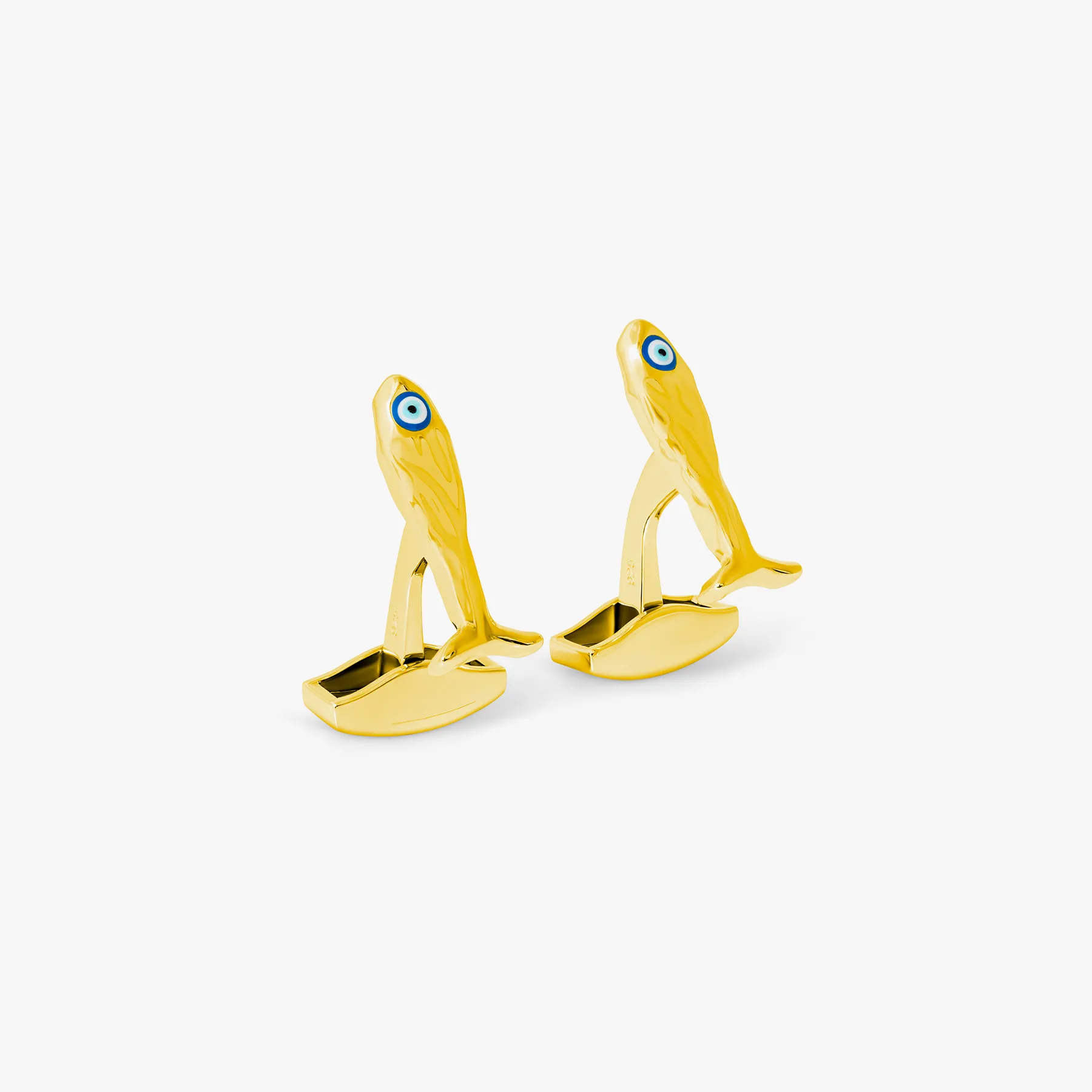 Feng Shui Fish Cufflinks In Yellow Gold Plated Sterling Silver sold by Tateossian
