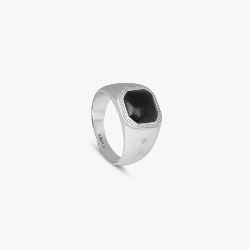 Onyx Signet ring in sterling silver sold by Tateossian