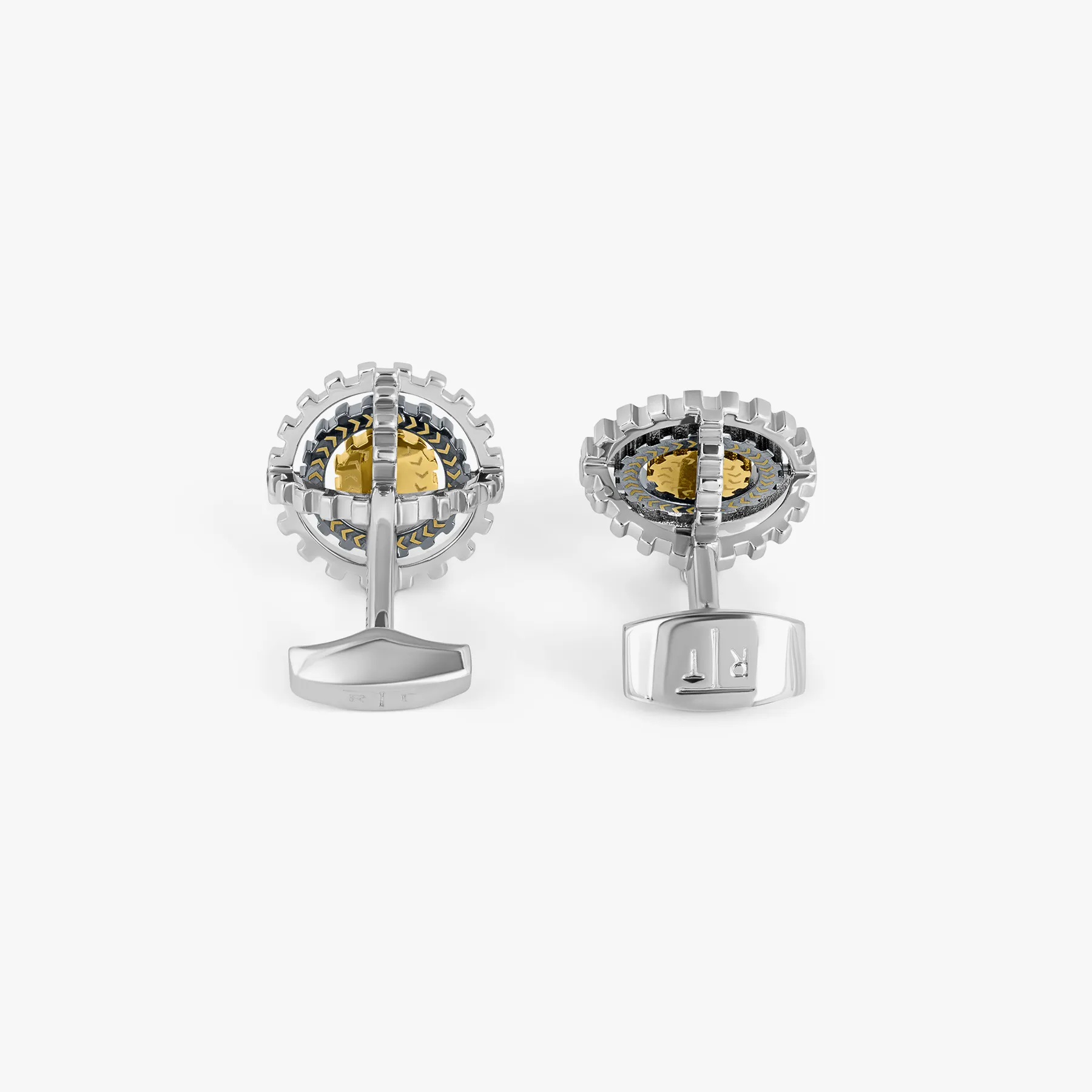Orbit Gear Cufflinks in Palladium & Red Enamel sold by Tateossian product image thumbnail 5