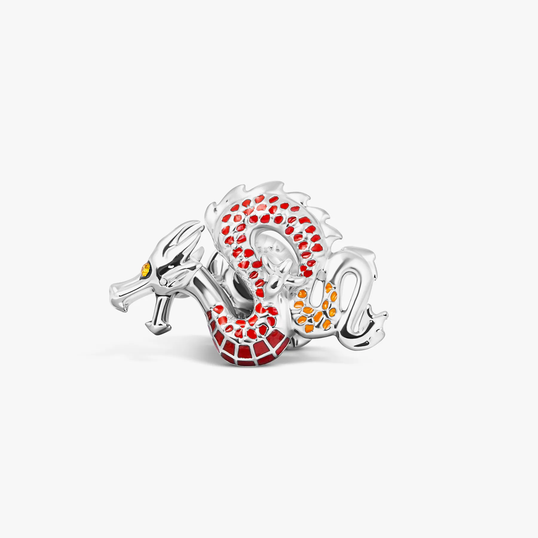 Year of the Dragon Pin In White Bronze Plater with Red & Orange Enamel sold by Tateossian product image thumbnail 4