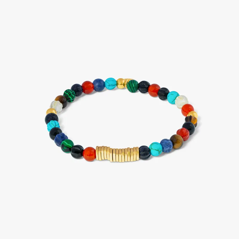 Multi Colour Yellow Gold Plated Classic Discs Bracelet sold by Tateossian