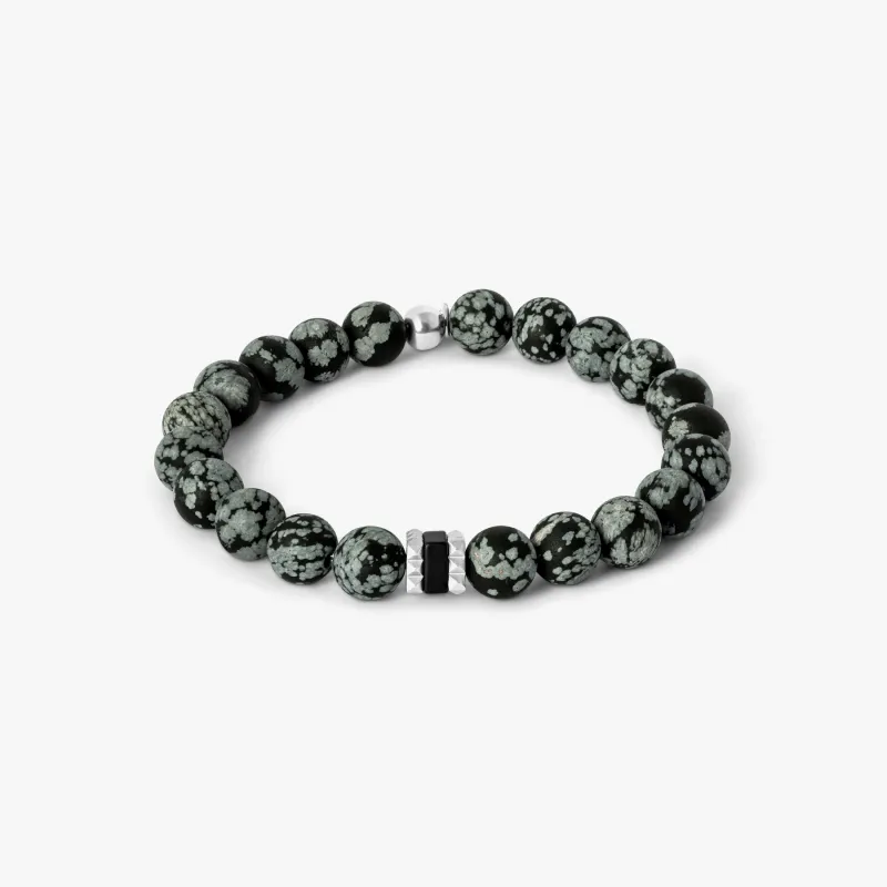 Giza Beaded Bracelet In Black Snowflake Obsidian sold by Tateossian