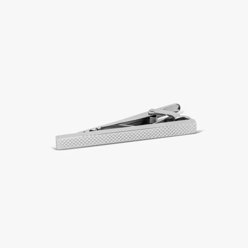 Diamond Textured tie clip in sterling silver sold by Tateossian