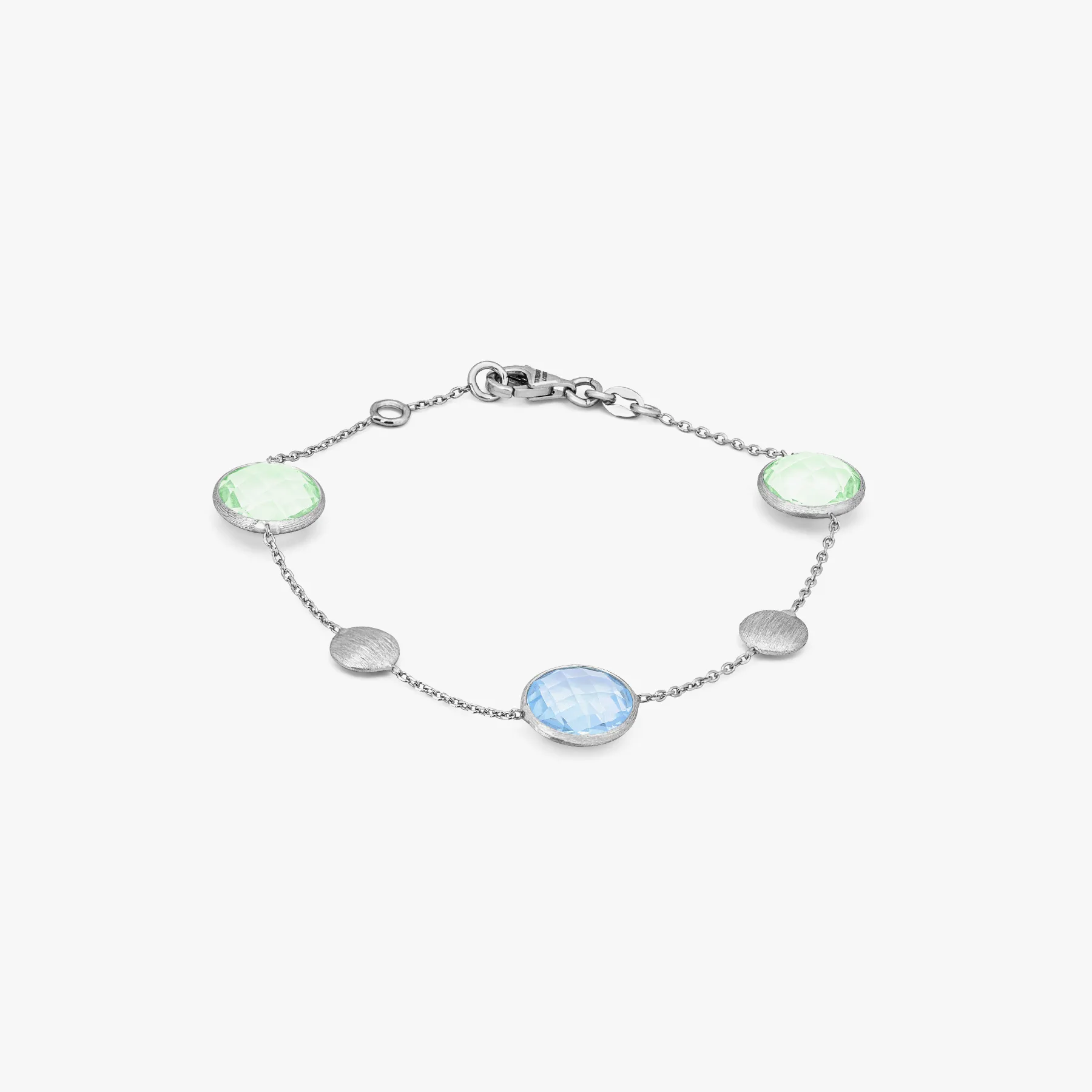 Kensington Bracelet in 9K Satin White Gold with Topaz and Green Amethyst sold by Tateossian