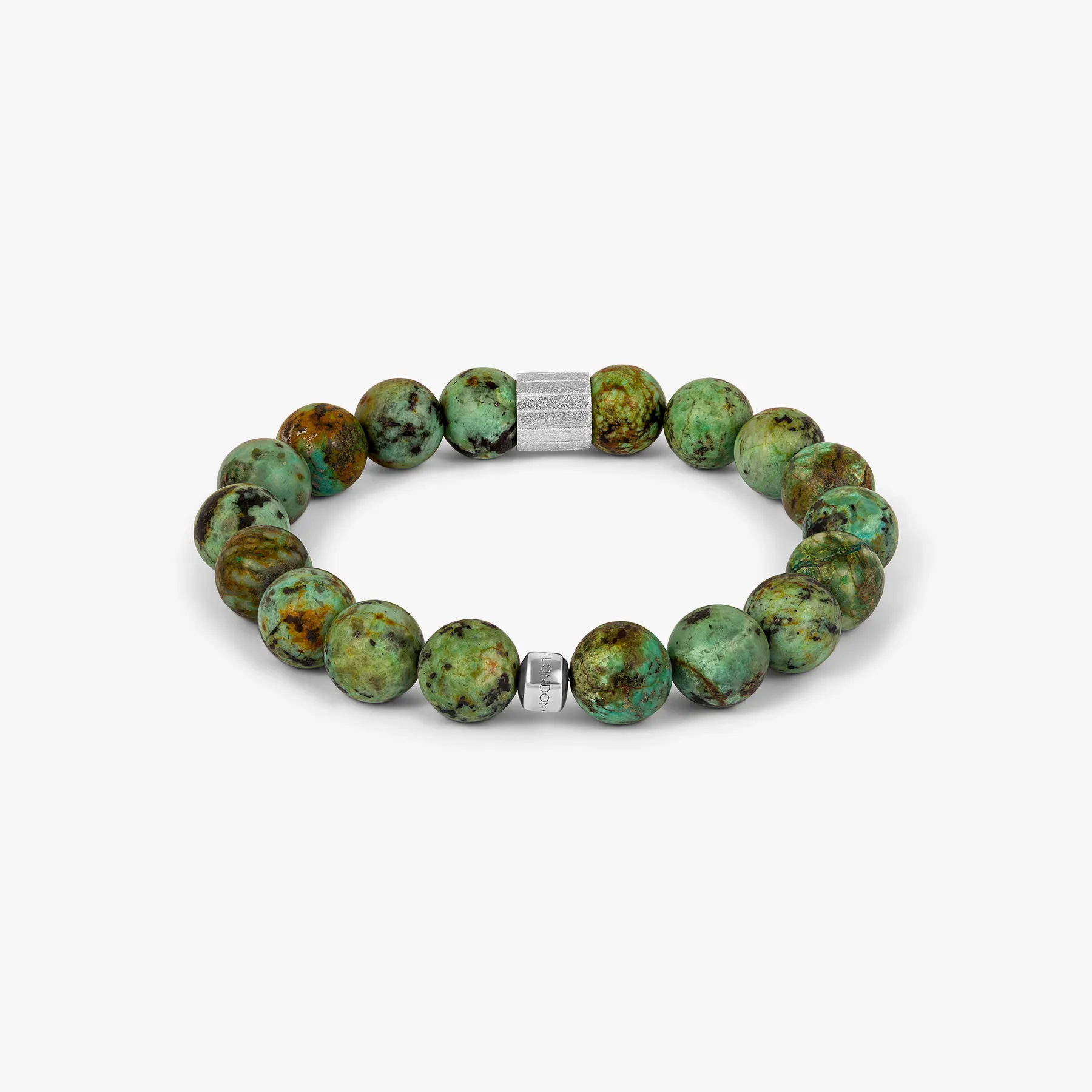 Maxi Pop Beaded Bracelet in Rhodium Silver with Green African Turquoise sold by Tateossian product image thumbnail 3