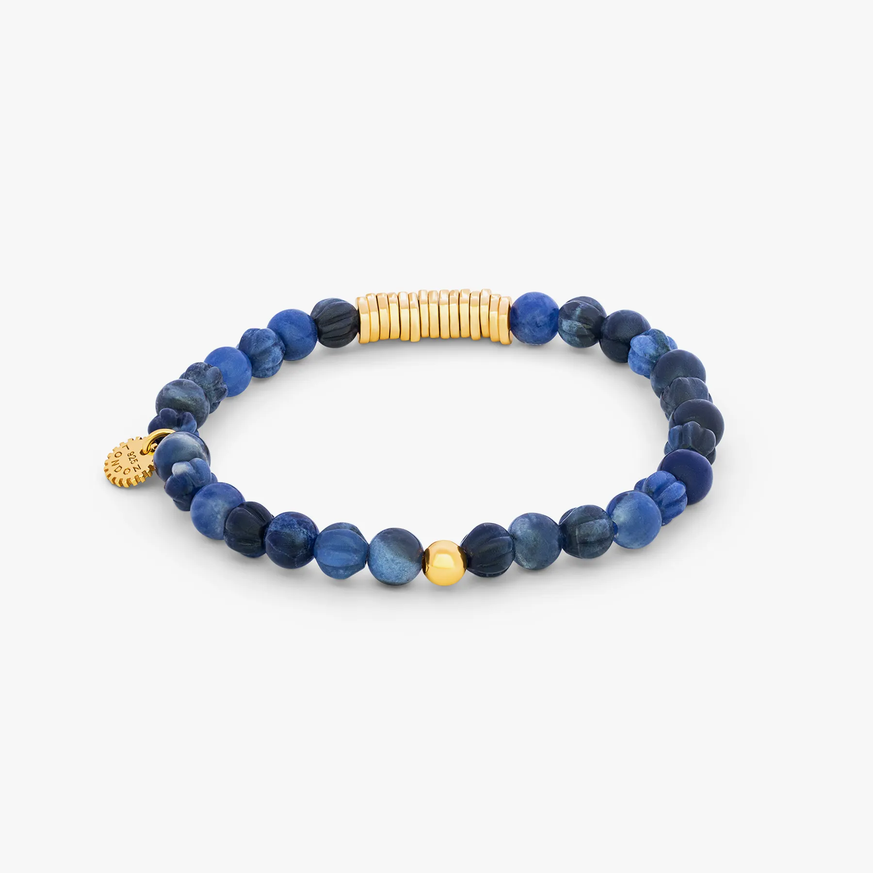 Classic Discs Beaded Bracelet in Yellow Gold Plated Silver with Blue Sodalite sold by Tateossian product image thumbnail 2
