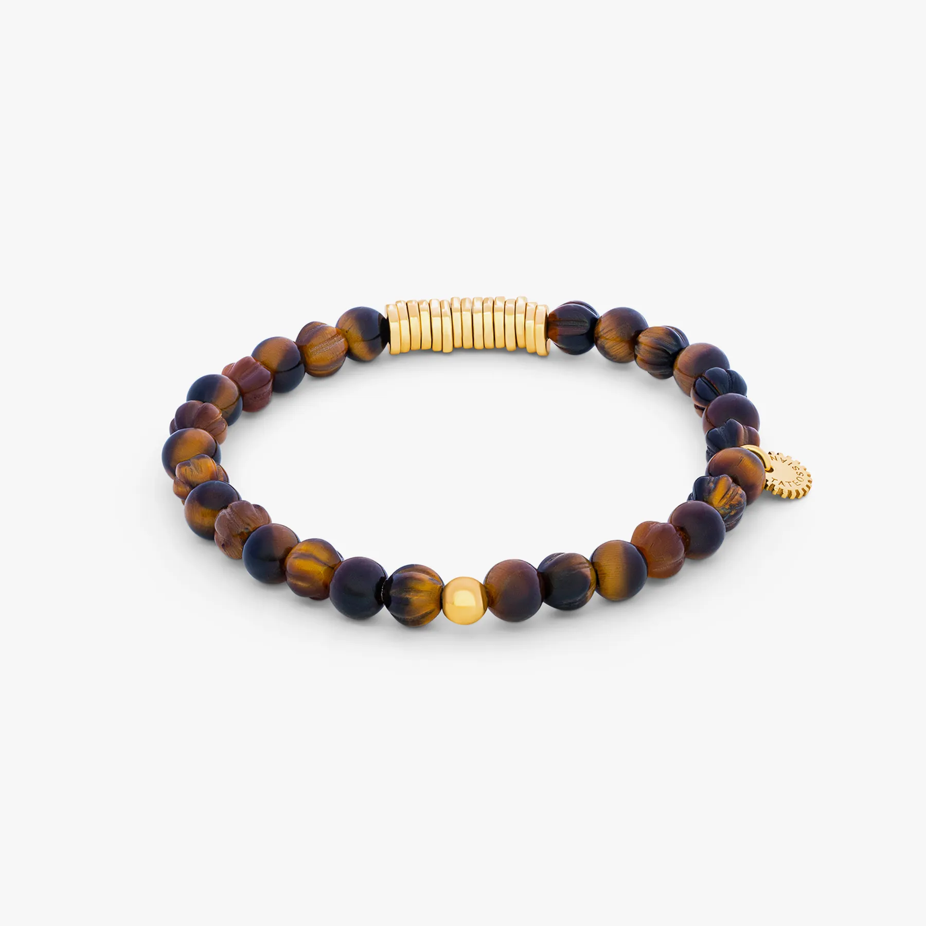 Classic Discs Beaded Bracelet in Yellow Gold Plated Silver with Tiger Eye sold by Tateossian product image thumbnail 2