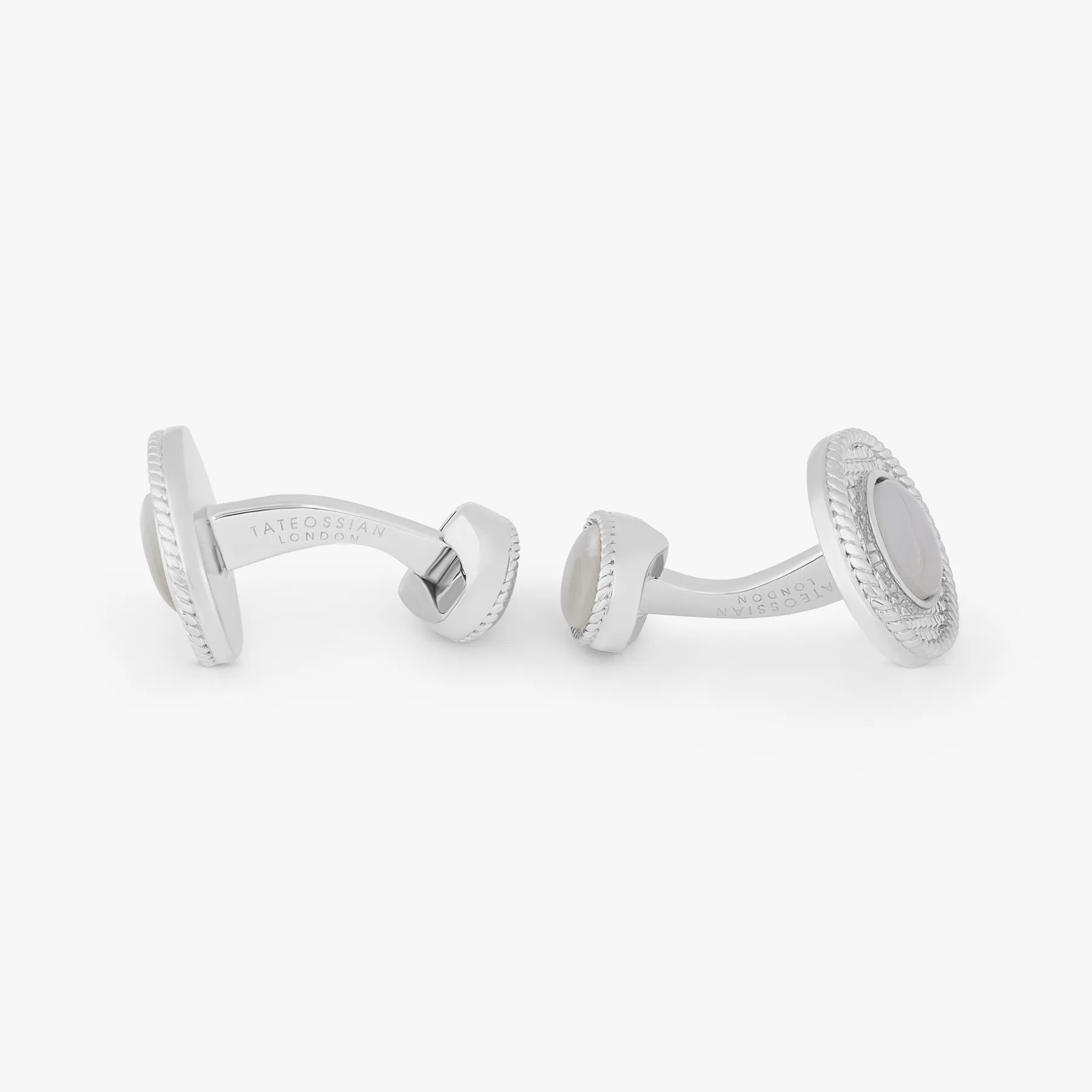 Cable Oval Cufflinks In Sterling Silver With Moonstone sold by Tateossian product image thumbnail 2