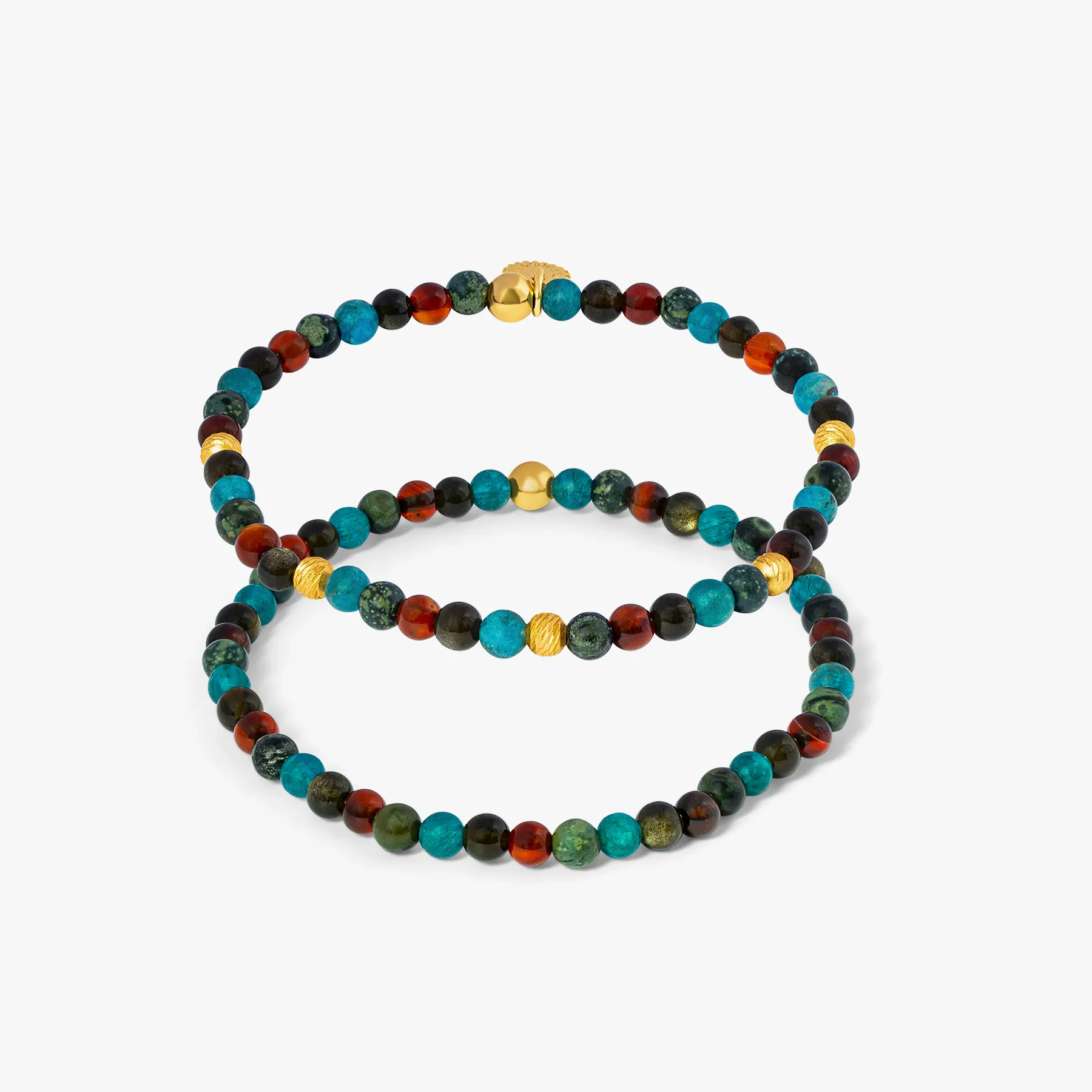 Multi Colour Sterling Silver Graffiato Sennit Duo Bracelet sold by Tateossian