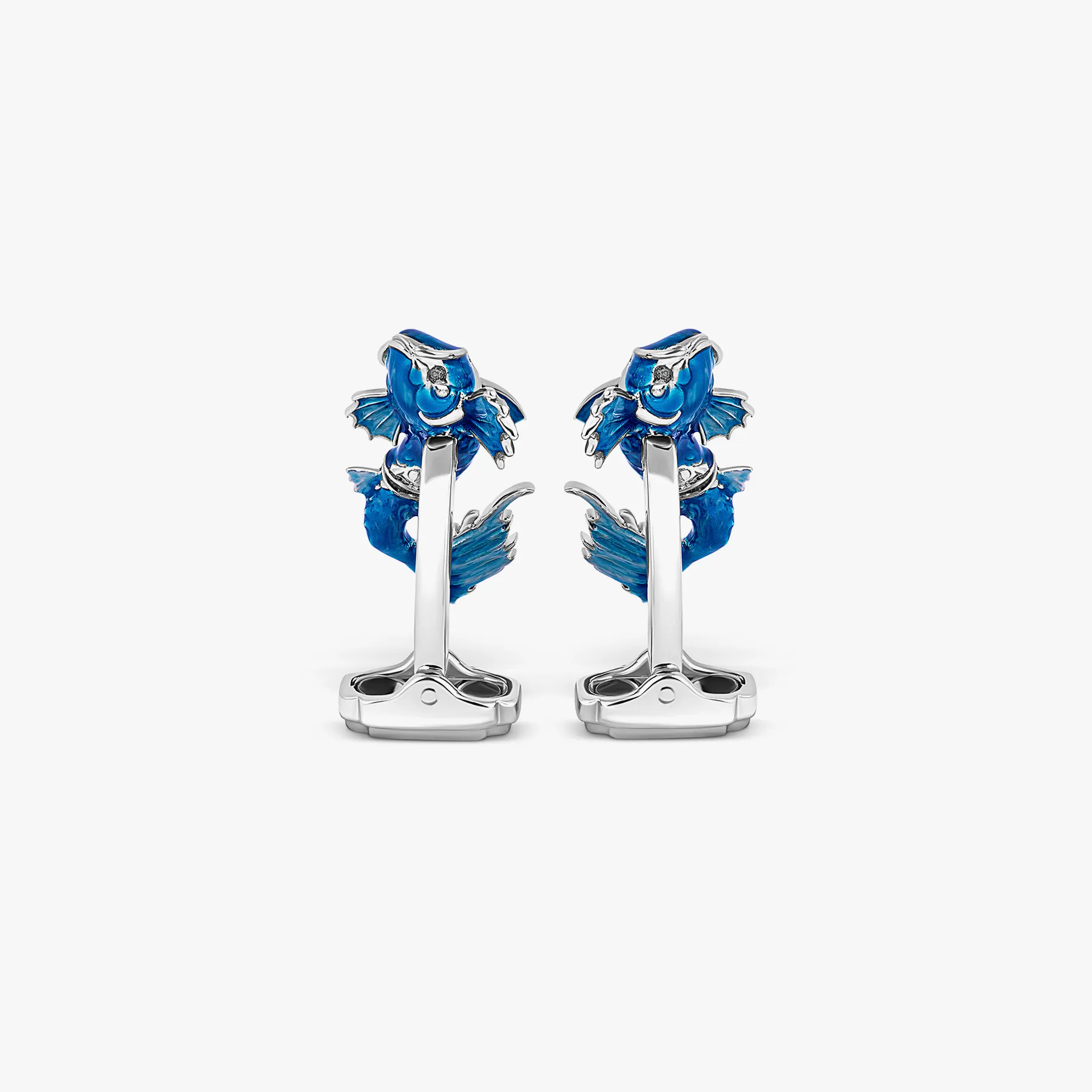 THOMPSON Koi Fish Cufflinks in White Bronze Plated with Blue Enamel sold by Tateossian product image thumbnail 2