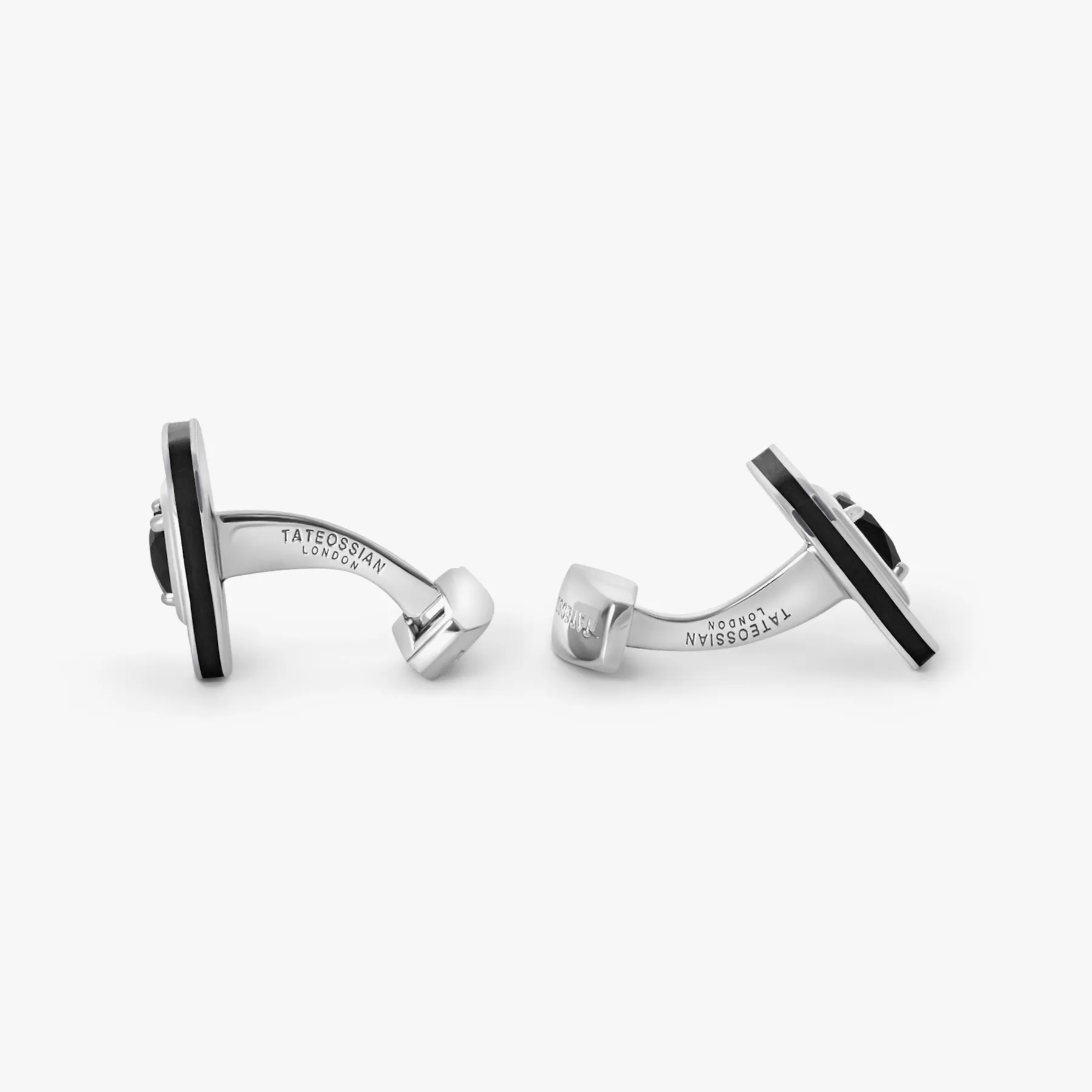 Refratto Cufflinks With Black Spinel In Rhodium Plated Silver sold by Tateossian product image thumbnail 4