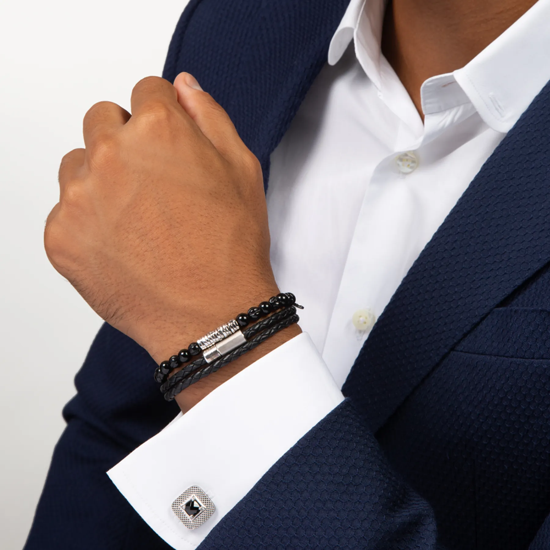 Refratto Cufflinks With Black Spinel In Rhodium Plated Silver sold by Tateossian product image thumbnail 5