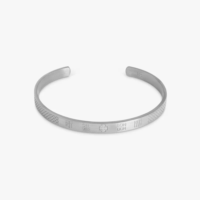Hallmark Bangle In Rhodium Plated Silver sold by Tateossian