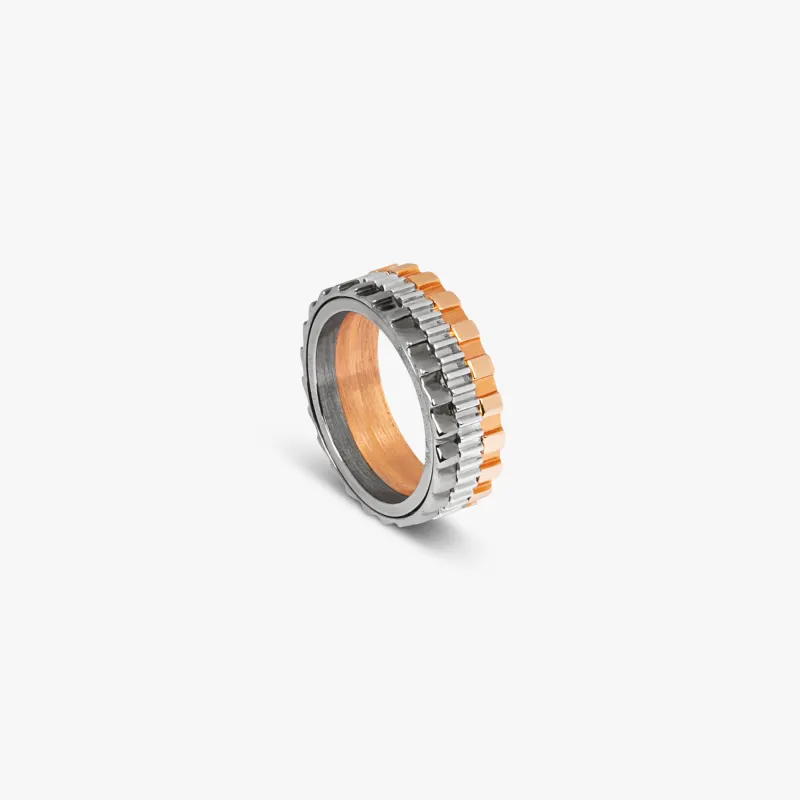 Rotating Gears Ring In Multi Colour Rhodium Plated Silver sold by Tateossian