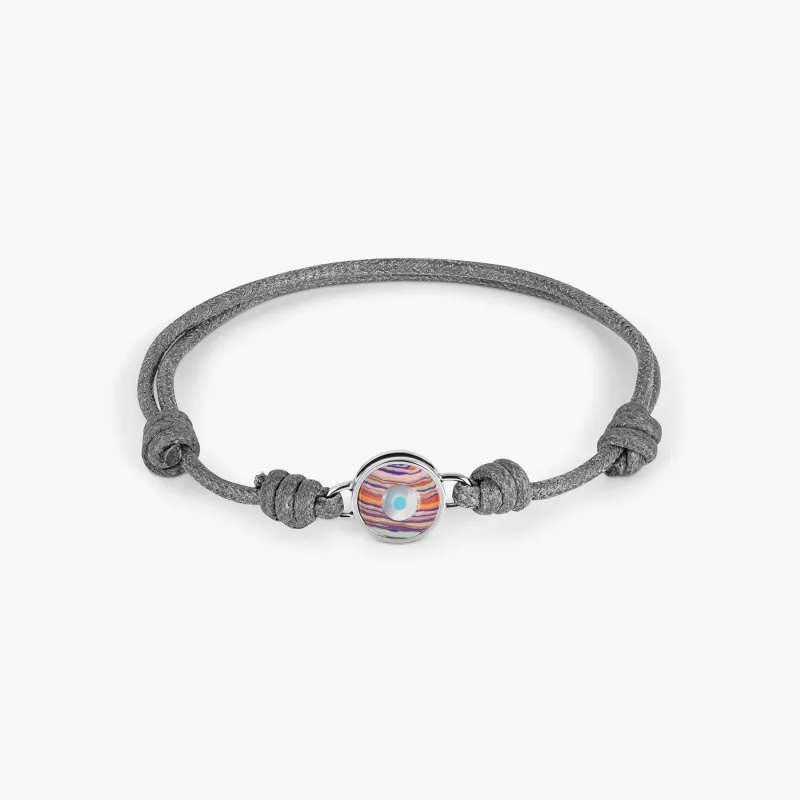 Macrame Milos Evil Eye Bracelet In Grey sold by Tateossian