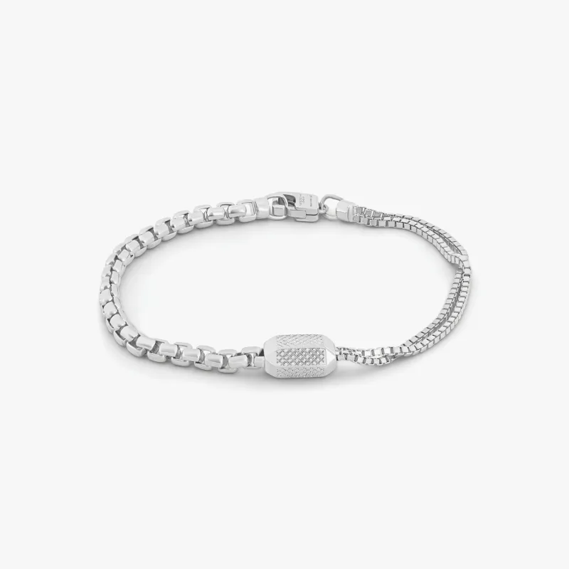 Hexade Box Chain Bracelet In Rhodium Plated Silver  sold by Tateossian