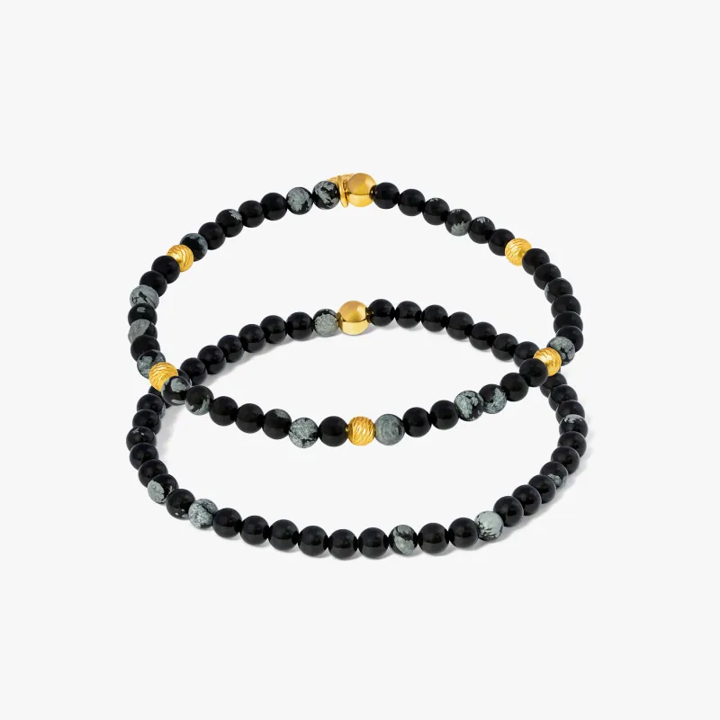 Black Sterling Silver Graffiato Sennit Duo Bracelet sold by Tateossian