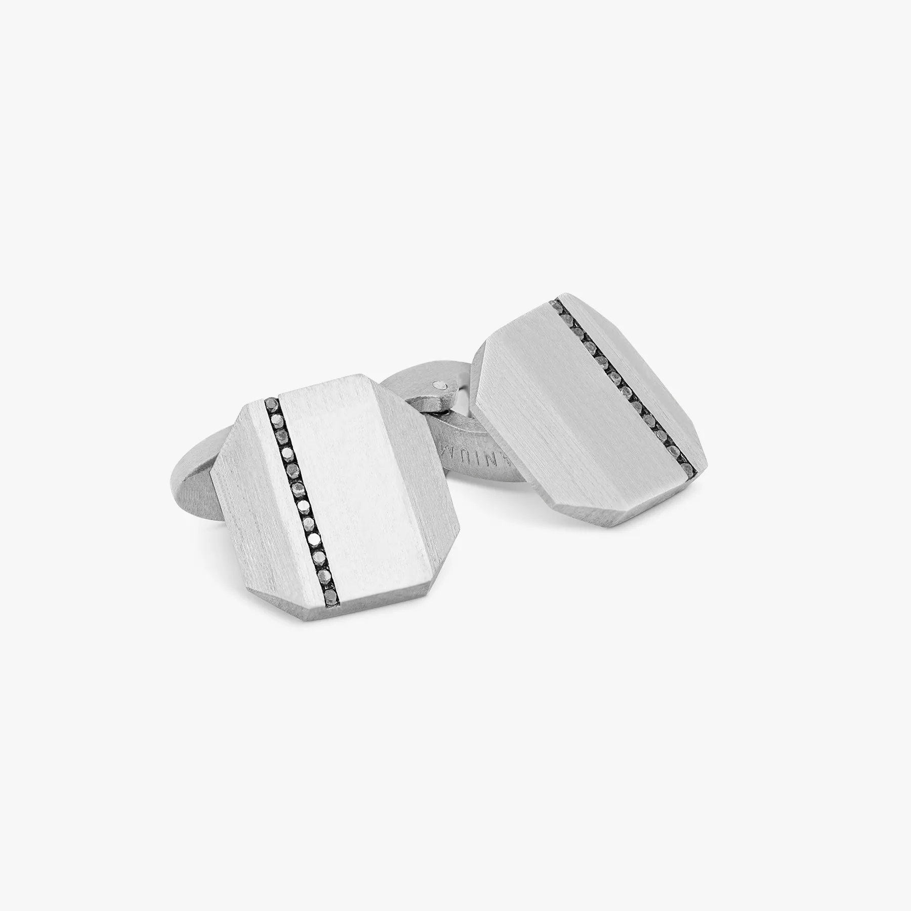 Titanium Octo Precious Cufflinks With Black Diamonds sold by Tateossian