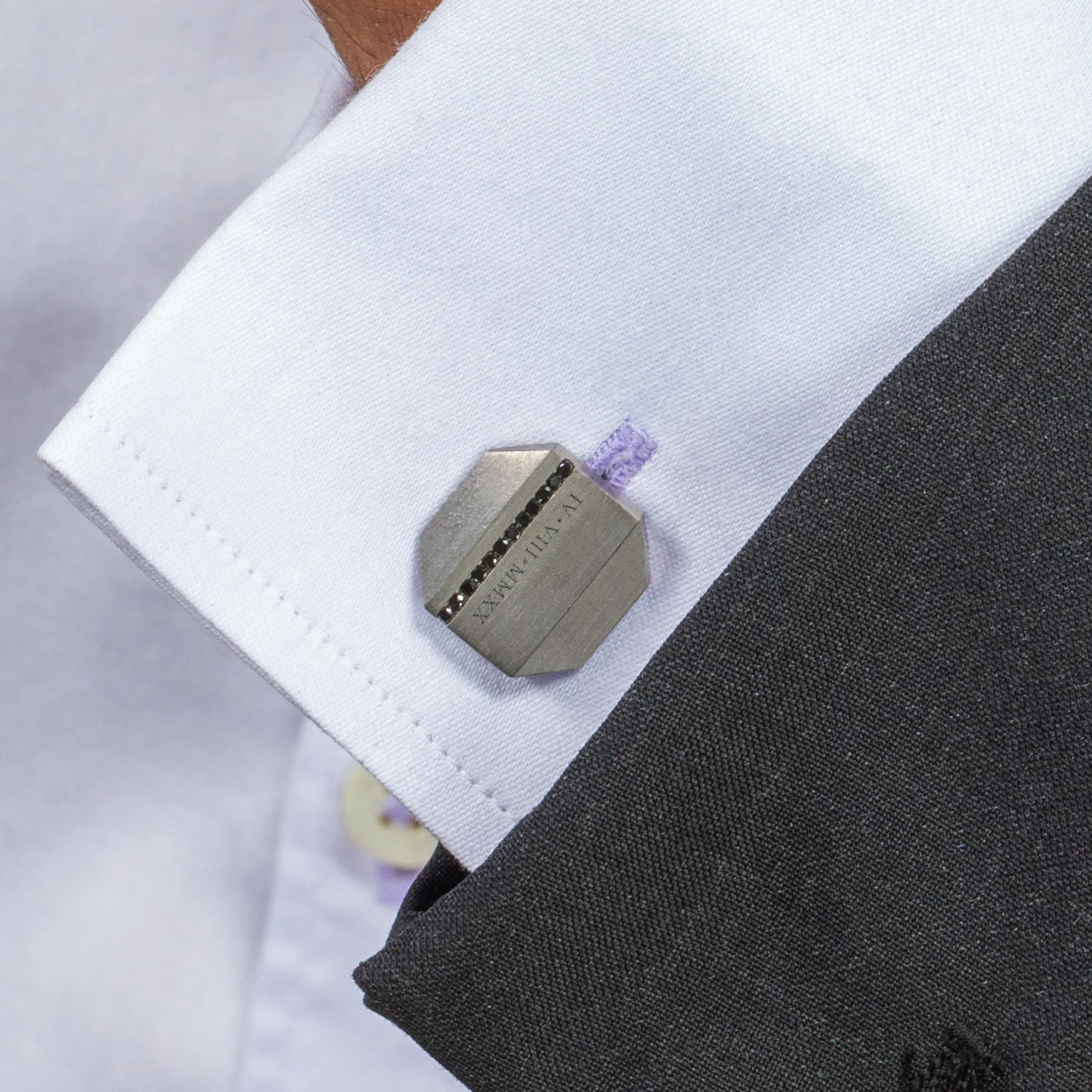 Titanium Octo Precious Cufflinks With Black Diamonds sold by Tateossian product image thumbnail 5