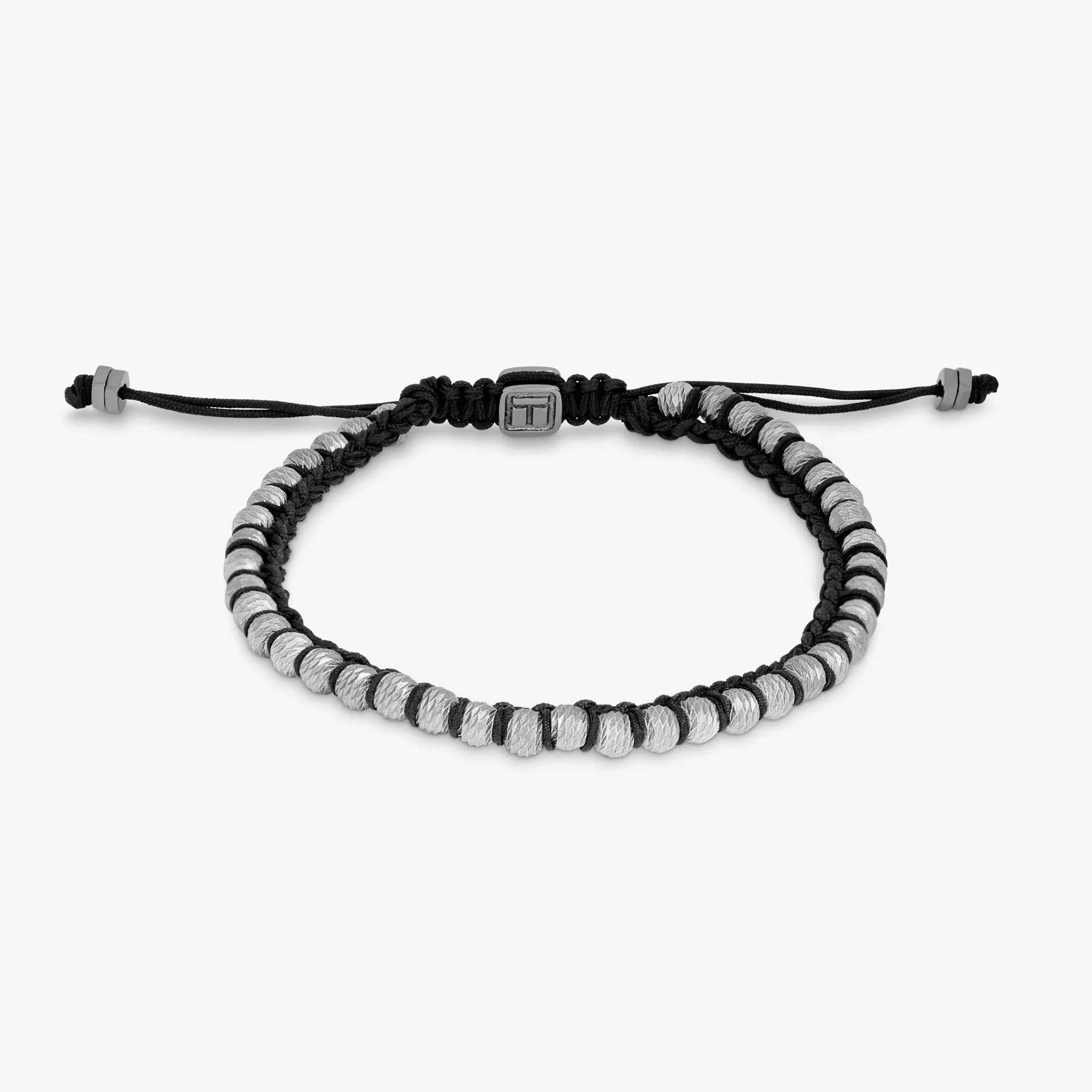 Sennit Classico bracelet in macrame with rhodium-plated sterling silver sold by Tateossian