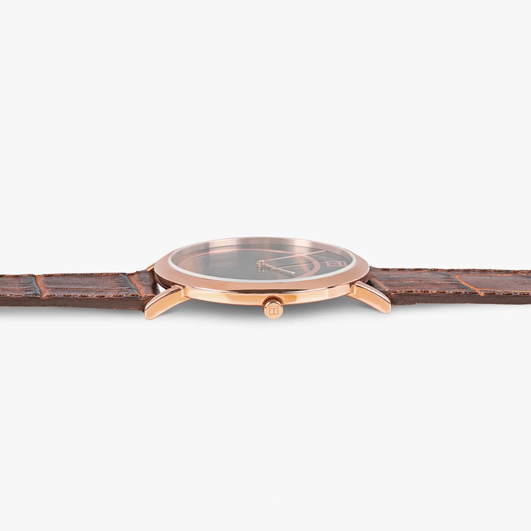 Prezioso Leather Watch In Brown With Tiger Eye And Rose Gold Plated Steel sold by Tateossian product image thumbnail 3