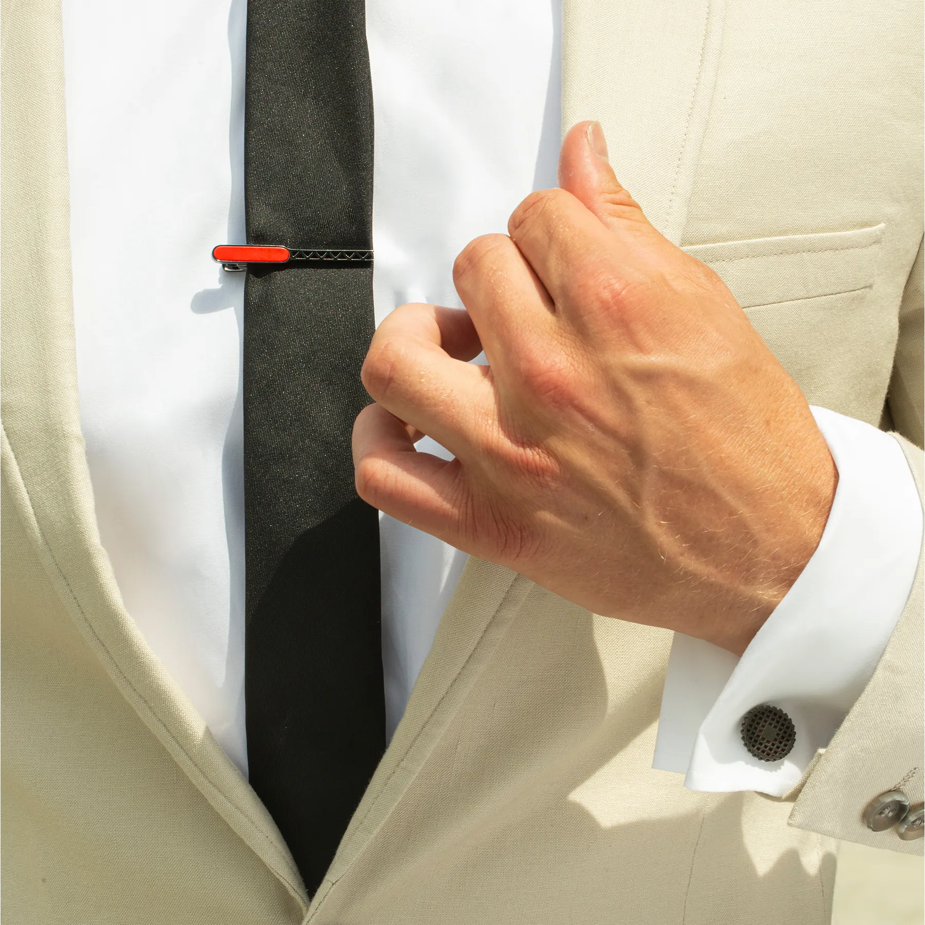 RT Elements gear cufflinks with red enamel sold by Tateossian product image thumbnail 4