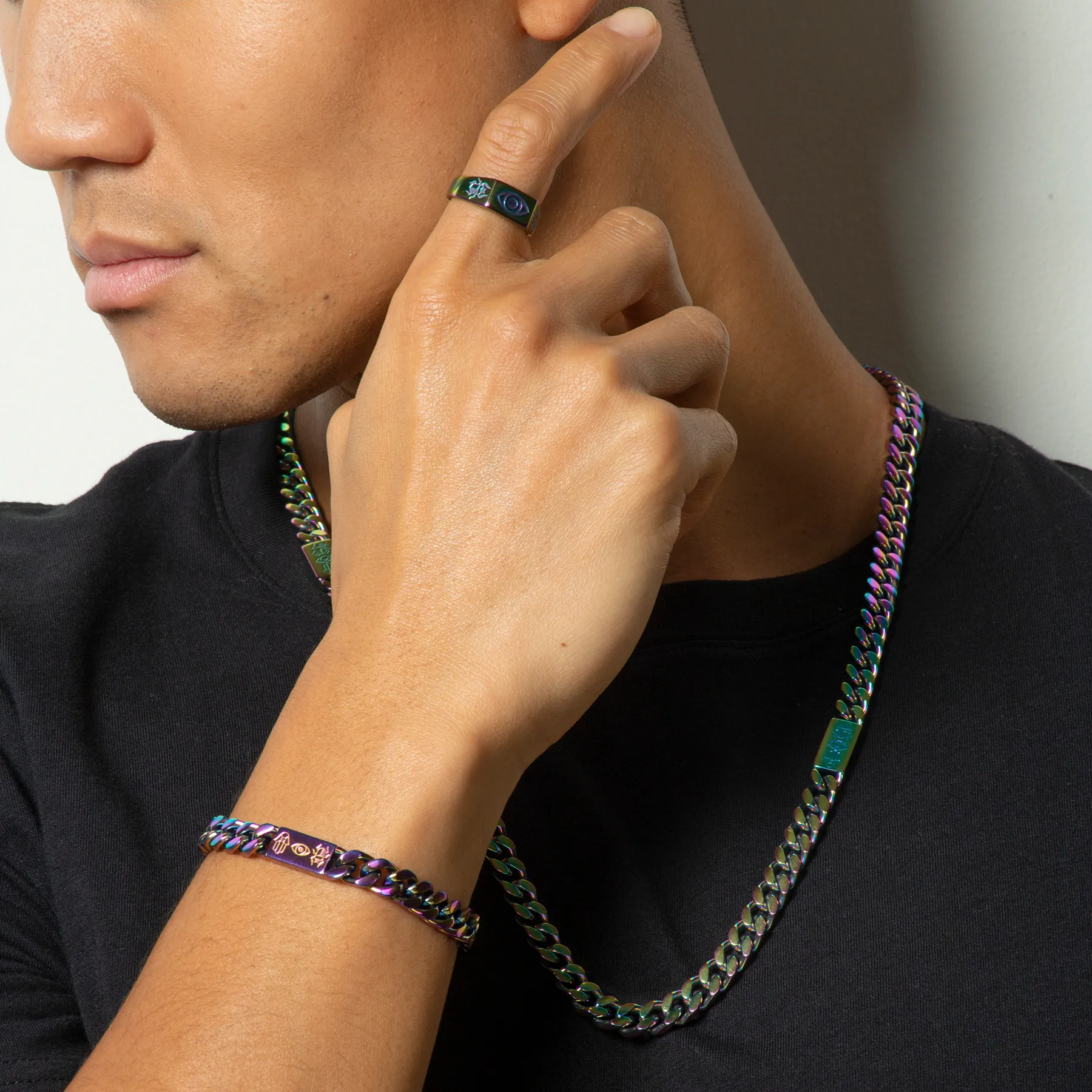 Iridescent stainless steel Kaleidoscope Amulet bracelet sold by Tateossian product image thumbnail 2