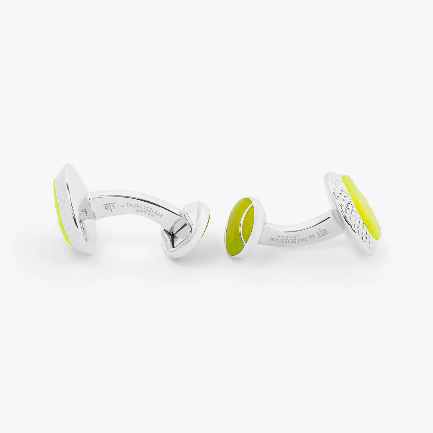 Tennis Ball Cufflinks In Palladium Plated With Green Enamel sold by Tateossian product image thumbnail 3