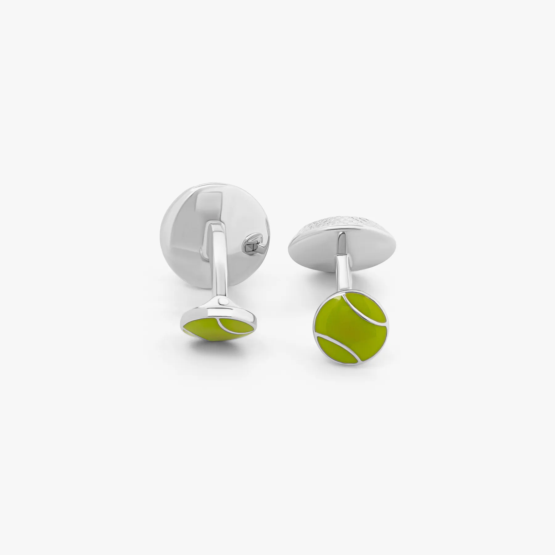 Tennis Ball Cufflinks In Palladium Plated With Green Enamel sold by Tateossian product image thumbnail 4