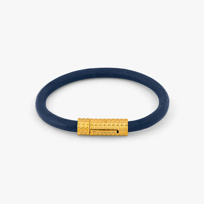 Diamond Giza Leather Bracelet In Yellow Gold Plated sold by Tateossian