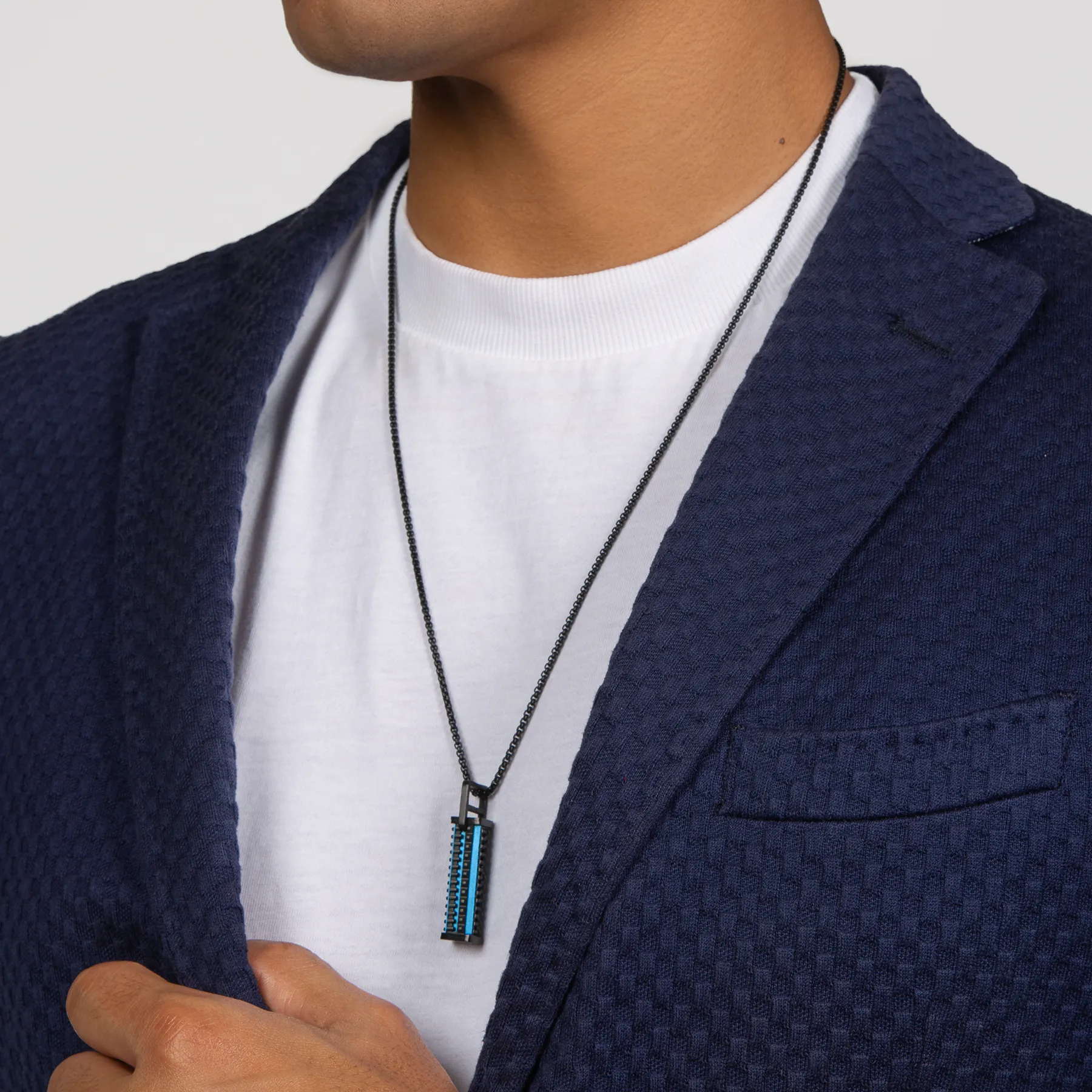 Jagged Elements Necklace In Black and Blue IP Plated Stainless Steel sold by Tateossian product image thumbnail 2