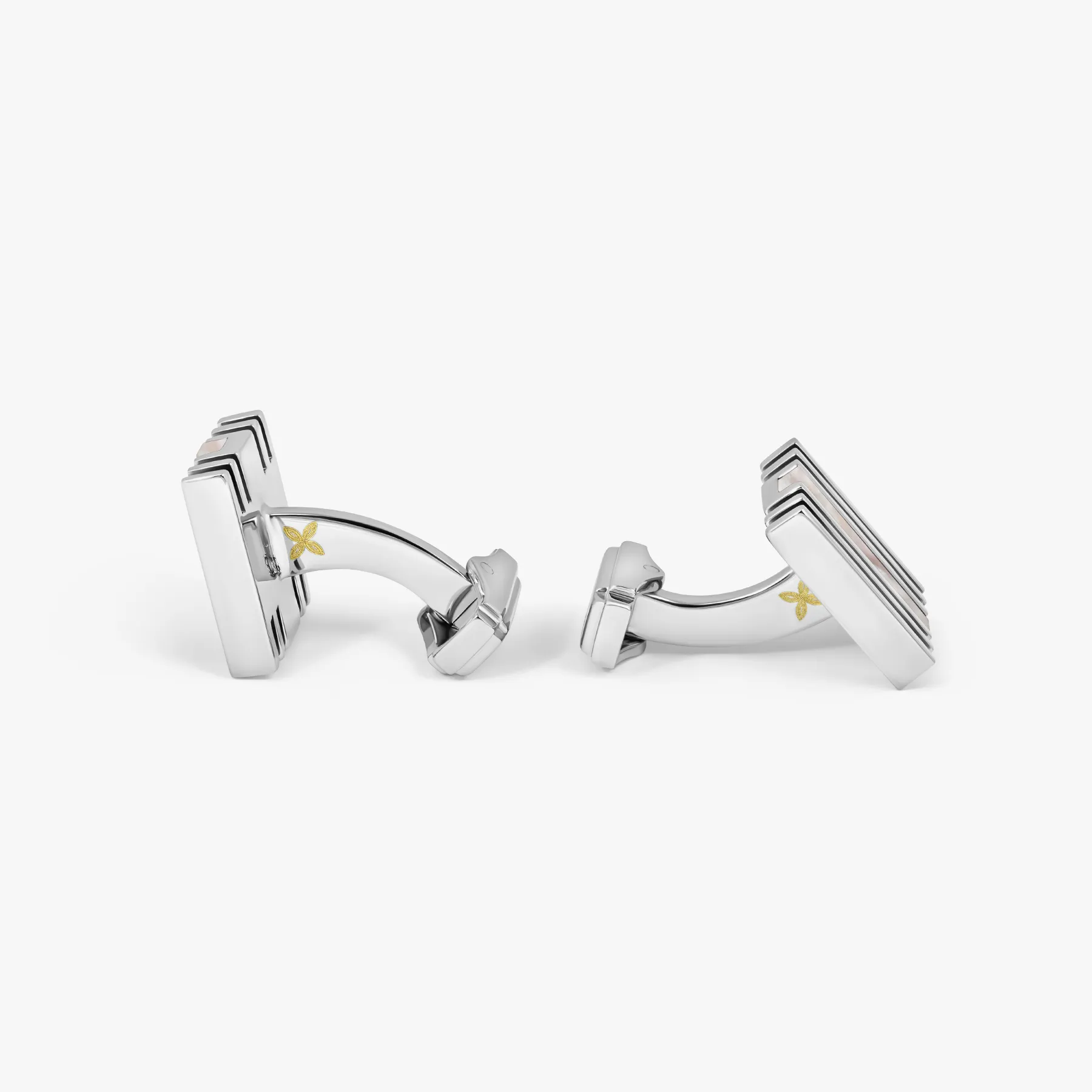 THOMPSON Summer Stripes Cufflinks In Palladium plated Base Metal With White Mother Of Pearl sold by Tateossian product image thumbnail 3