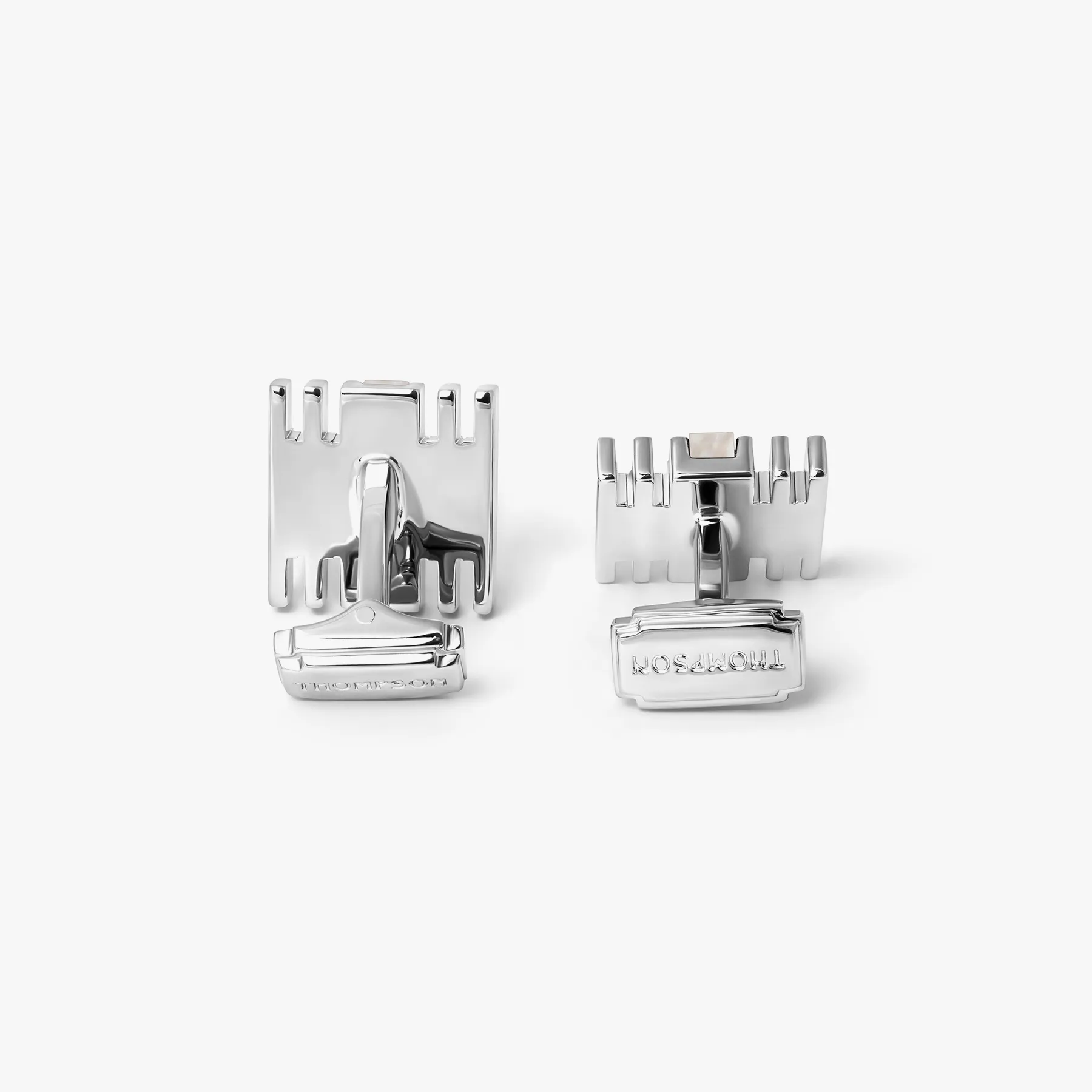 THOMPSON Summer Stripes Cufflinks In Palladium plated Base Metal With White Mother Of Pearl sold by Tateossian product image thumbnail 2